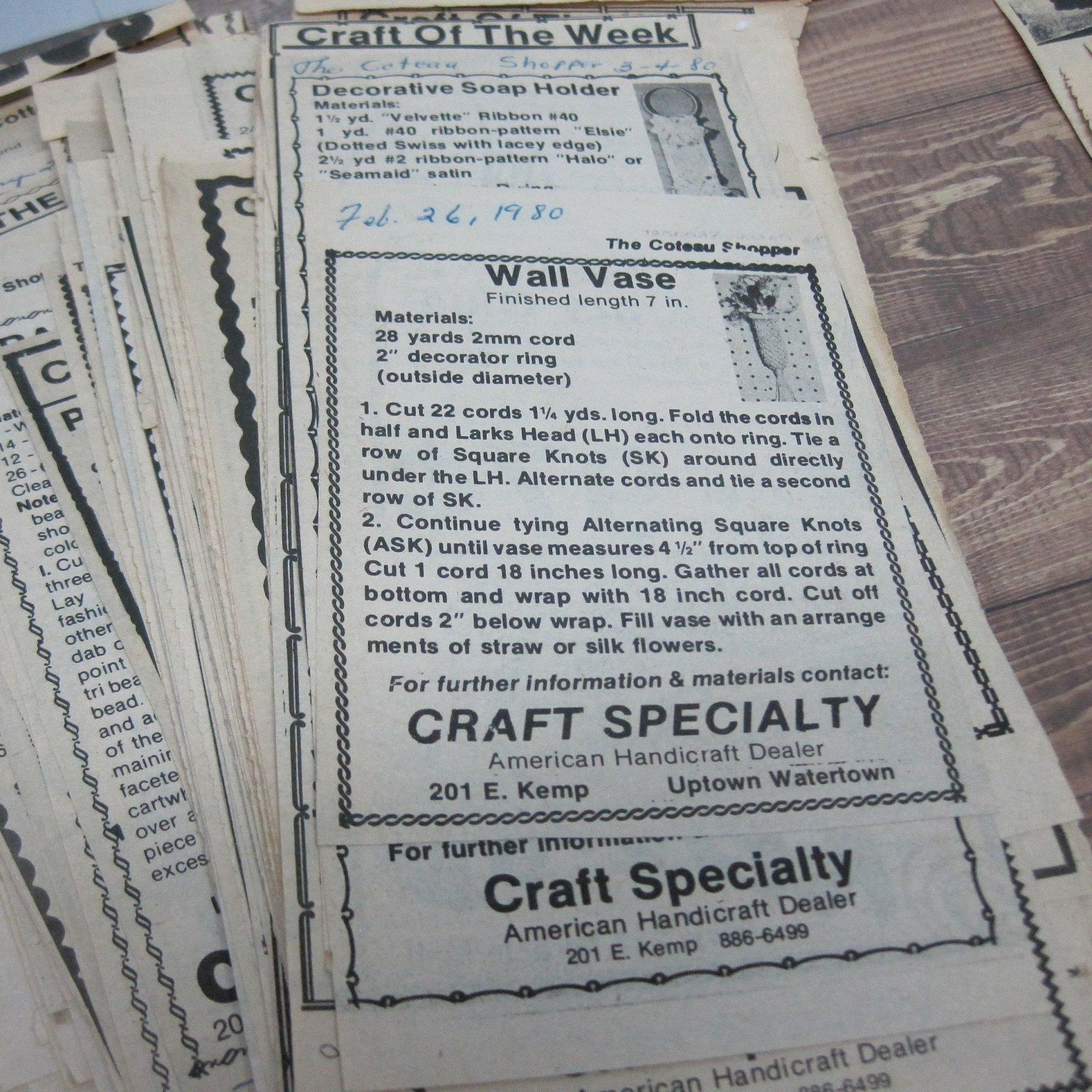 Huge Lot Craft of the Week Patterns 1978-1988
