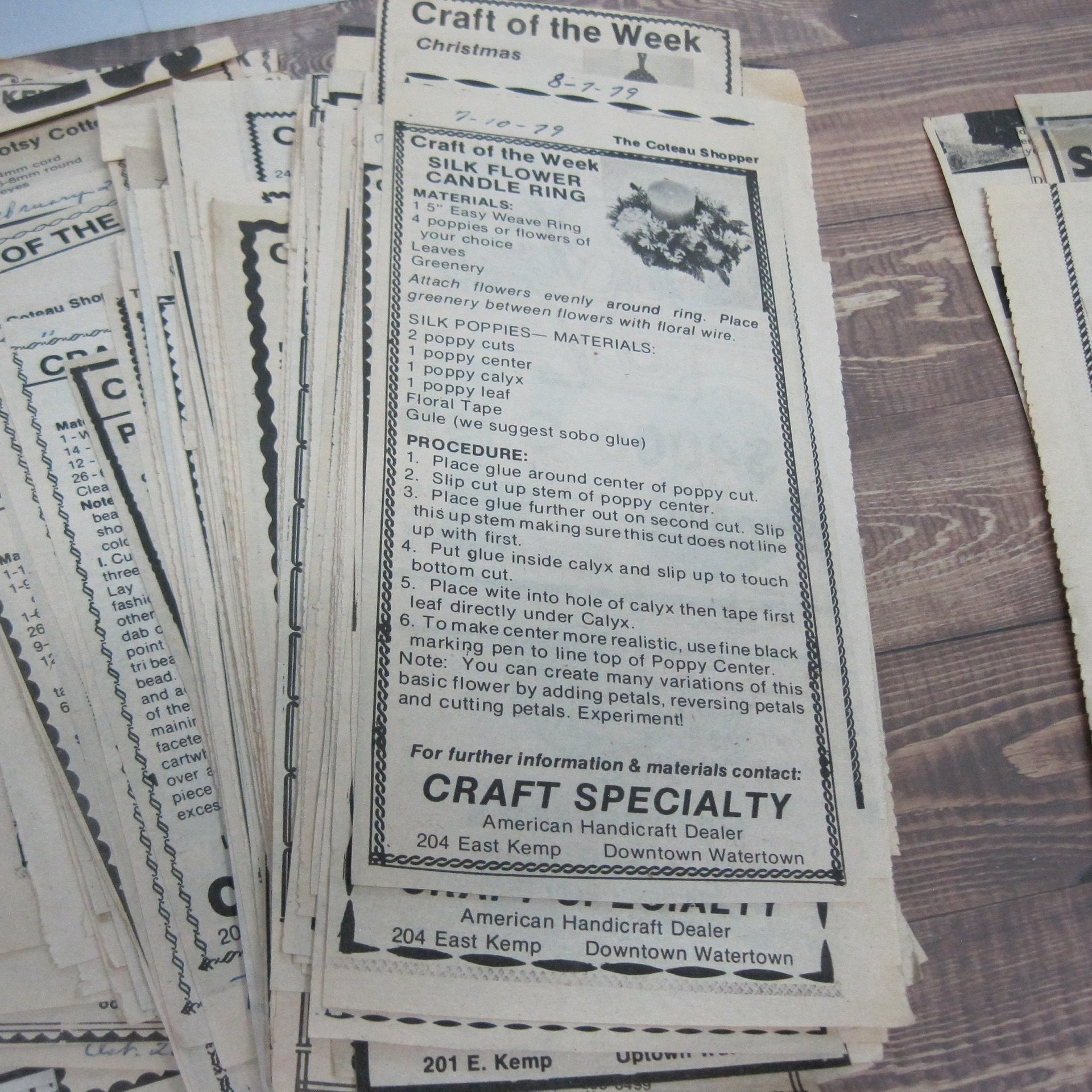 Huge Lot Craft of the Week Patterns 1978-1988