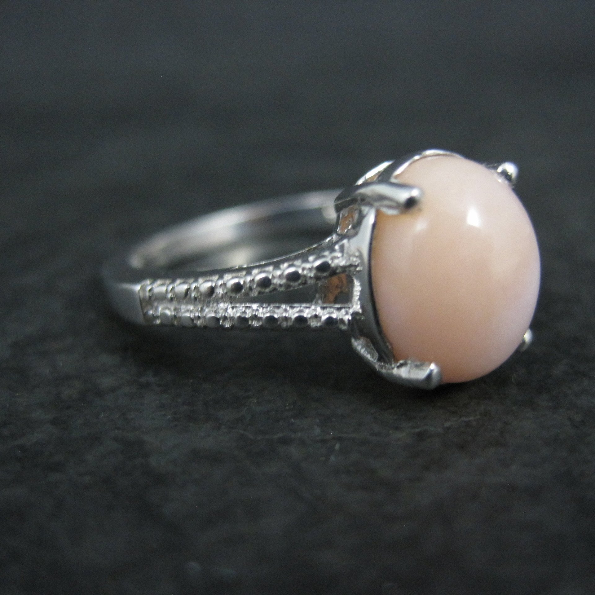 Sterling Silver Pink Opal Ring Size 7 Estate Jewelry