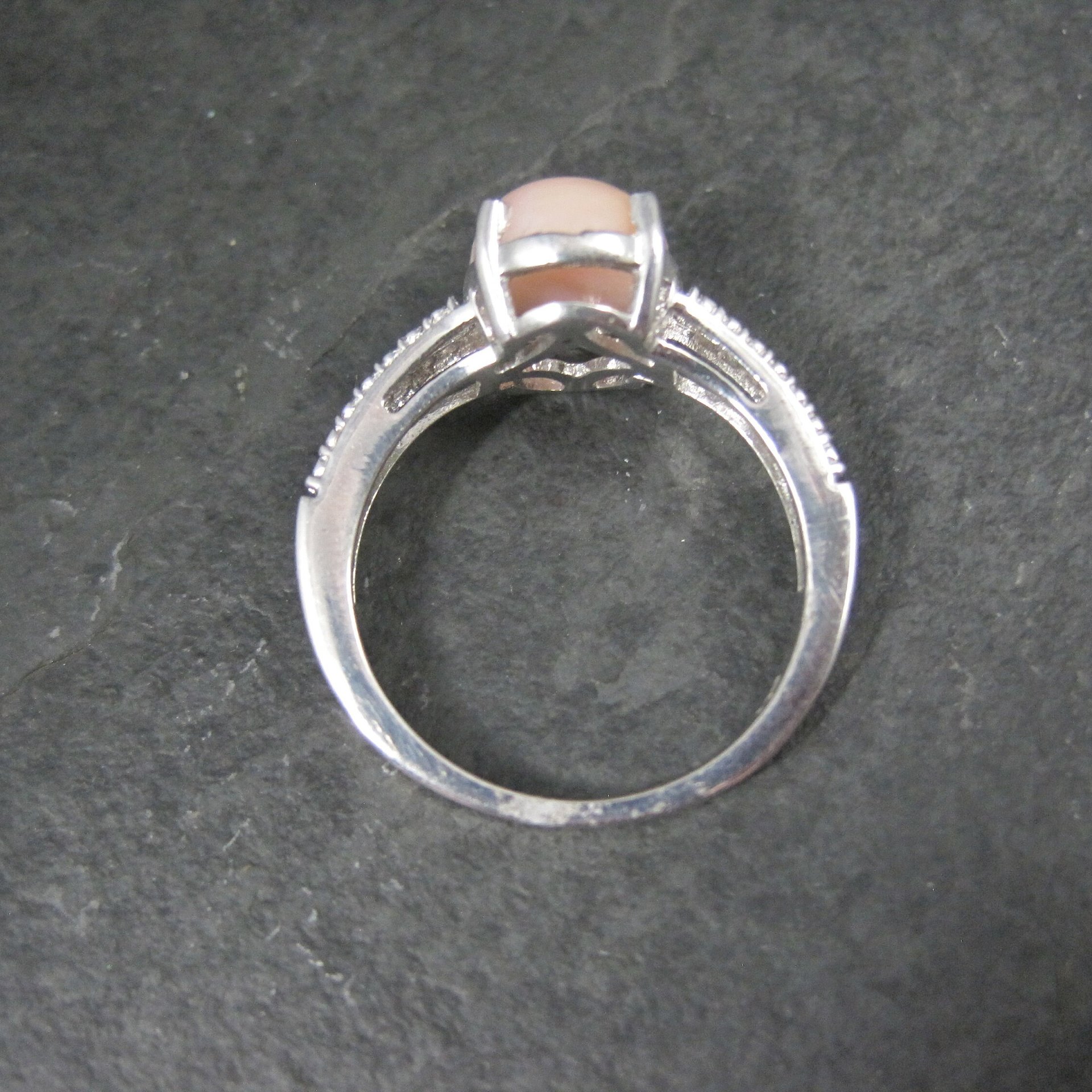 Sterling Silver Pink Opal Ring Size 7 Estate Jewelry