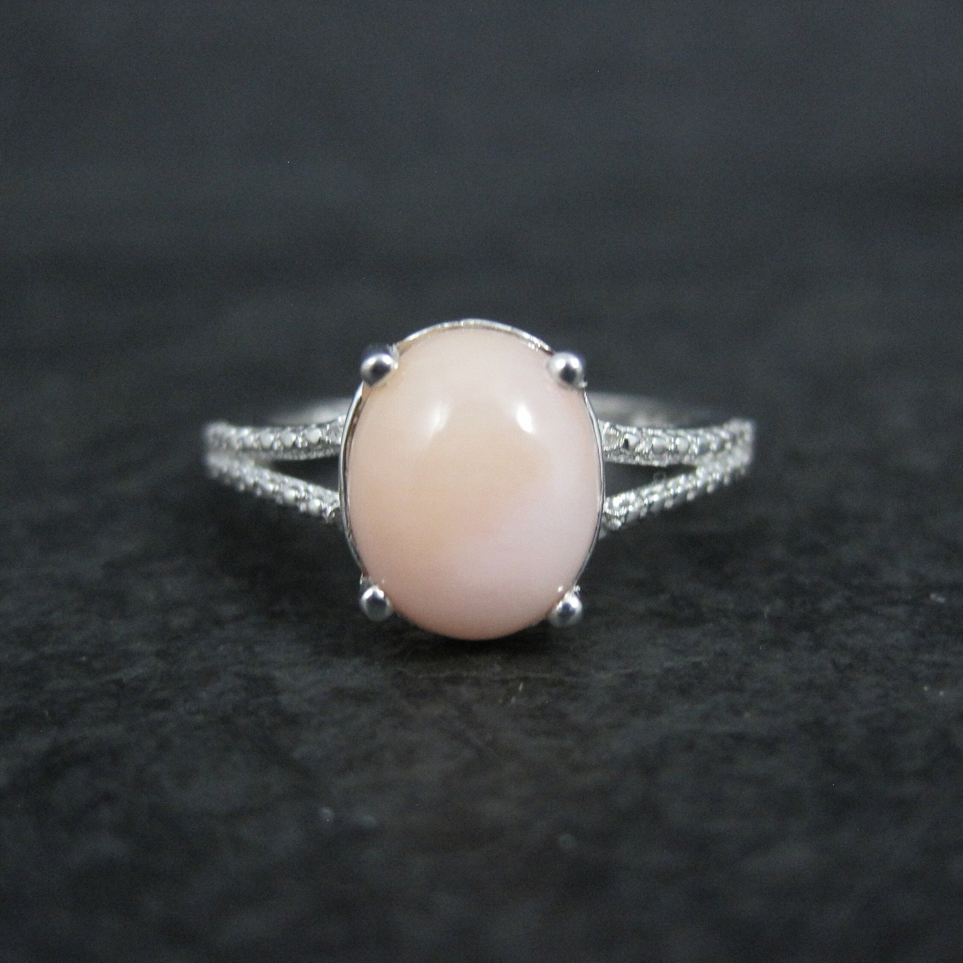 Sterling Silver Pink Opal Ring Size 7 Estate Jewelry