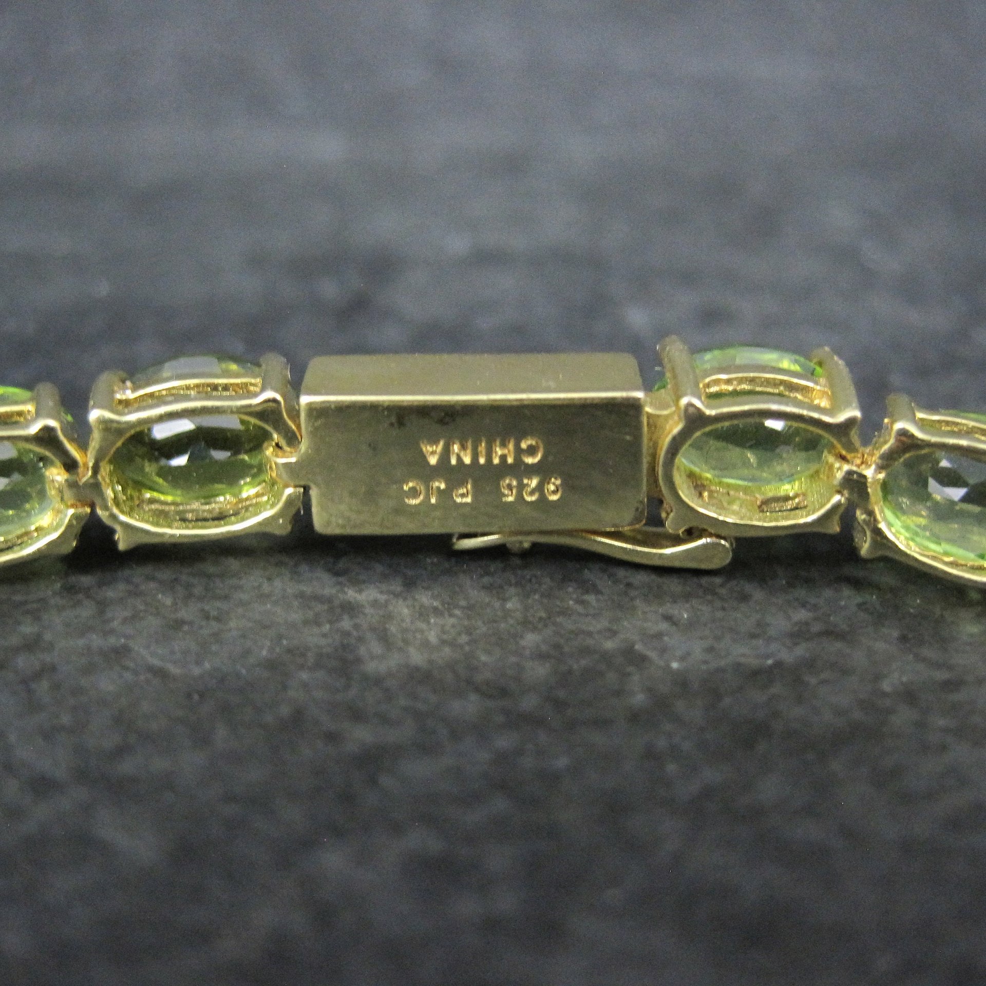 Peridot Tennis Bracelet Estate Vermeil Sterling Silver 7.5"