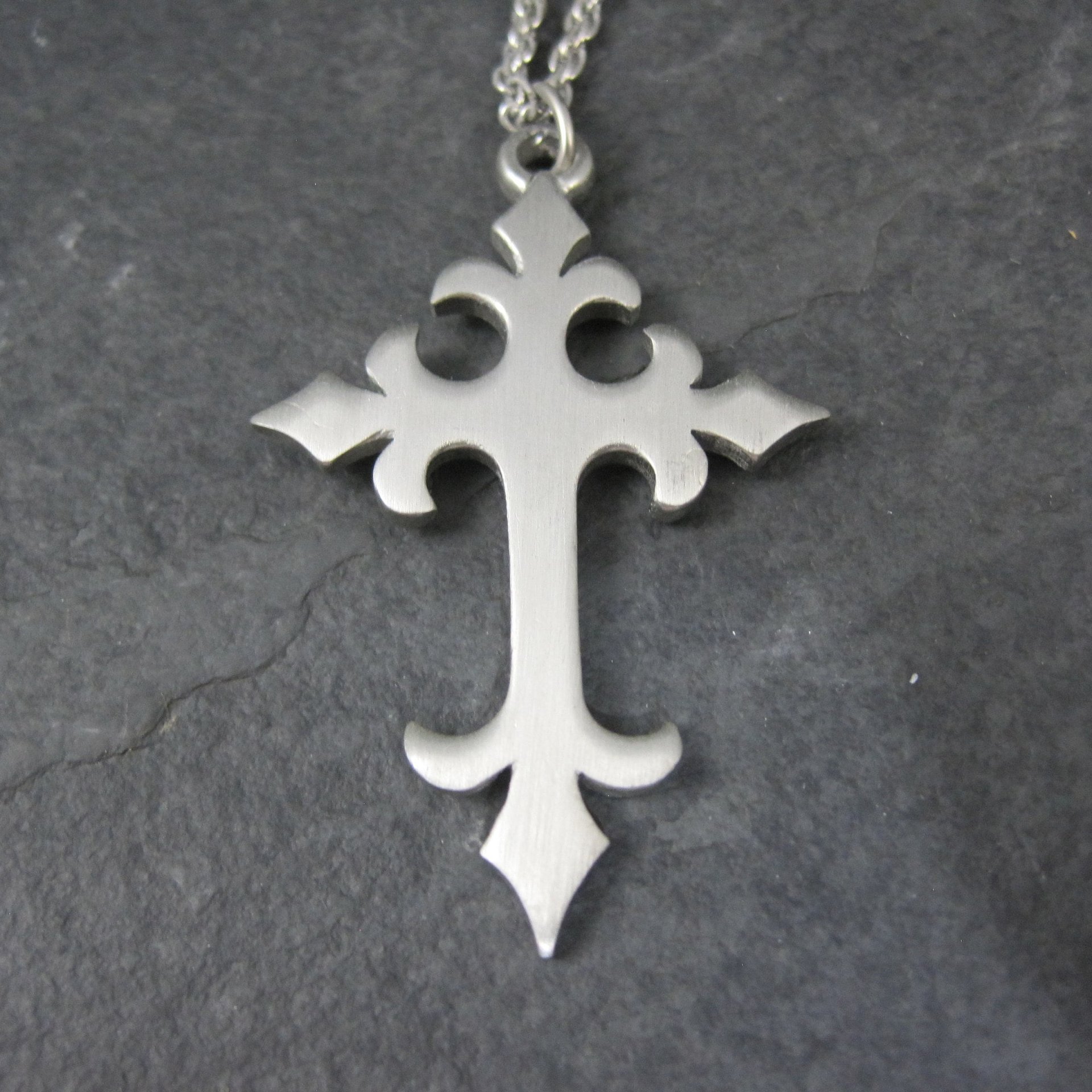 Vintage Pewter Cross Pendant Necklace Kelly Waters