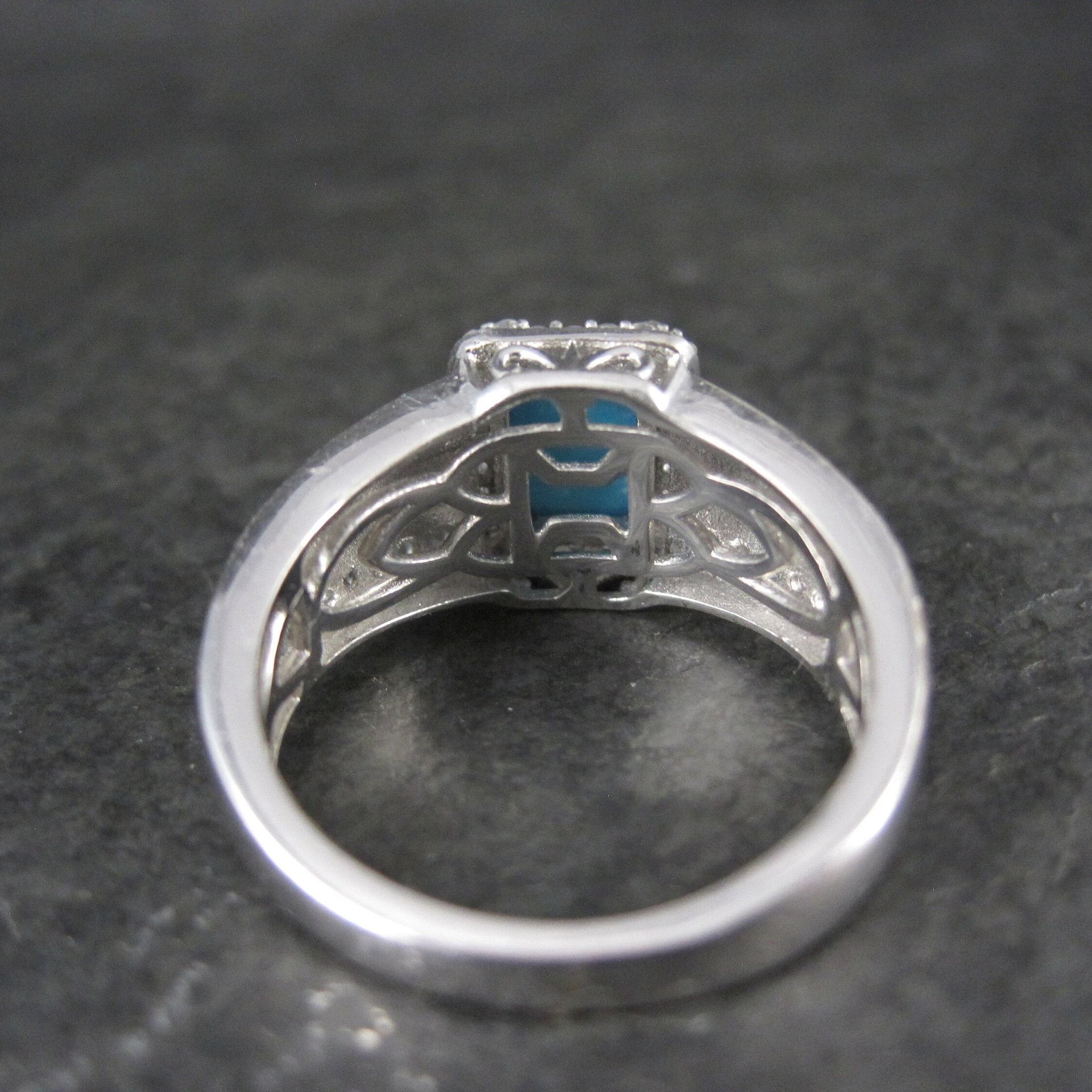 Sleeping Beauty Turquoise Cocktail Ring Sterling Silver Size 8
