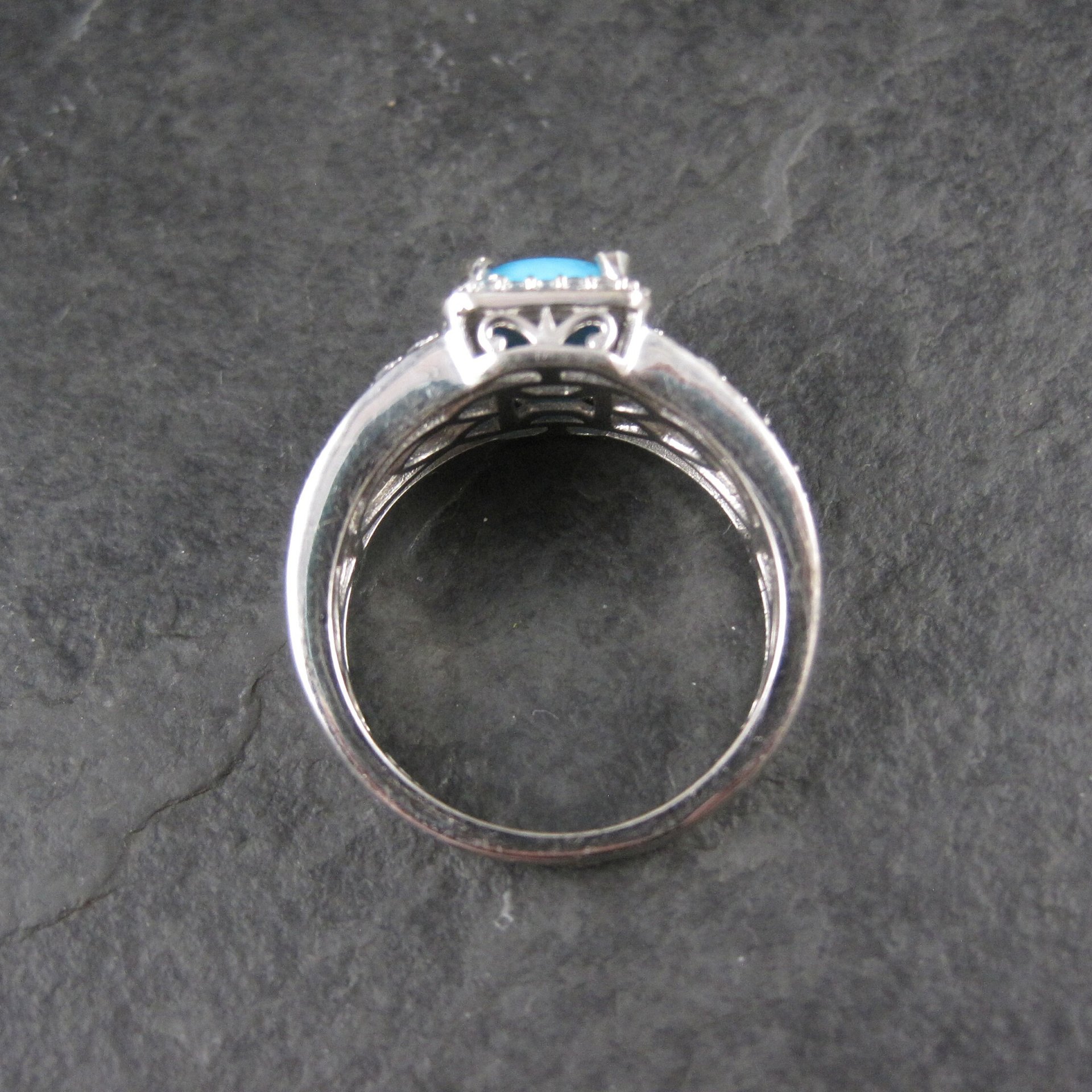 Sleeping Beauty Turquoise Cocktail Ring Sterling Silver Size 8