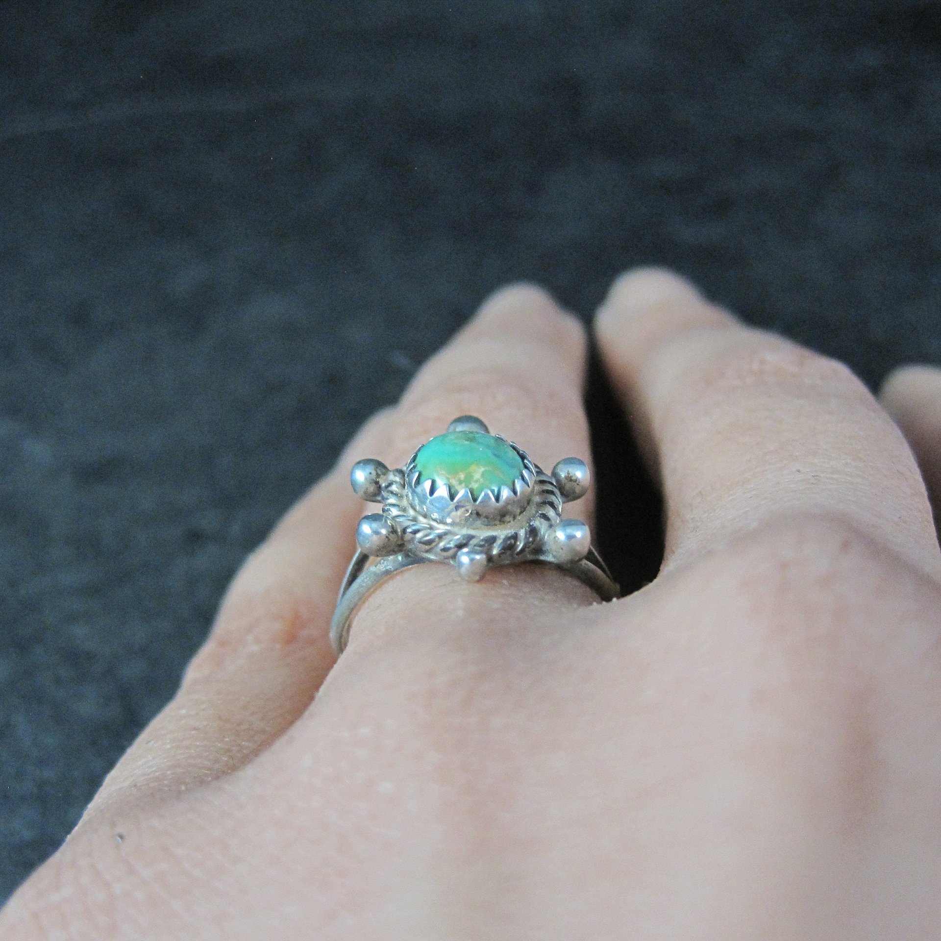 Turquoise Turtle Ring Size 5.5 Southwestern Vintage Sterling Silver