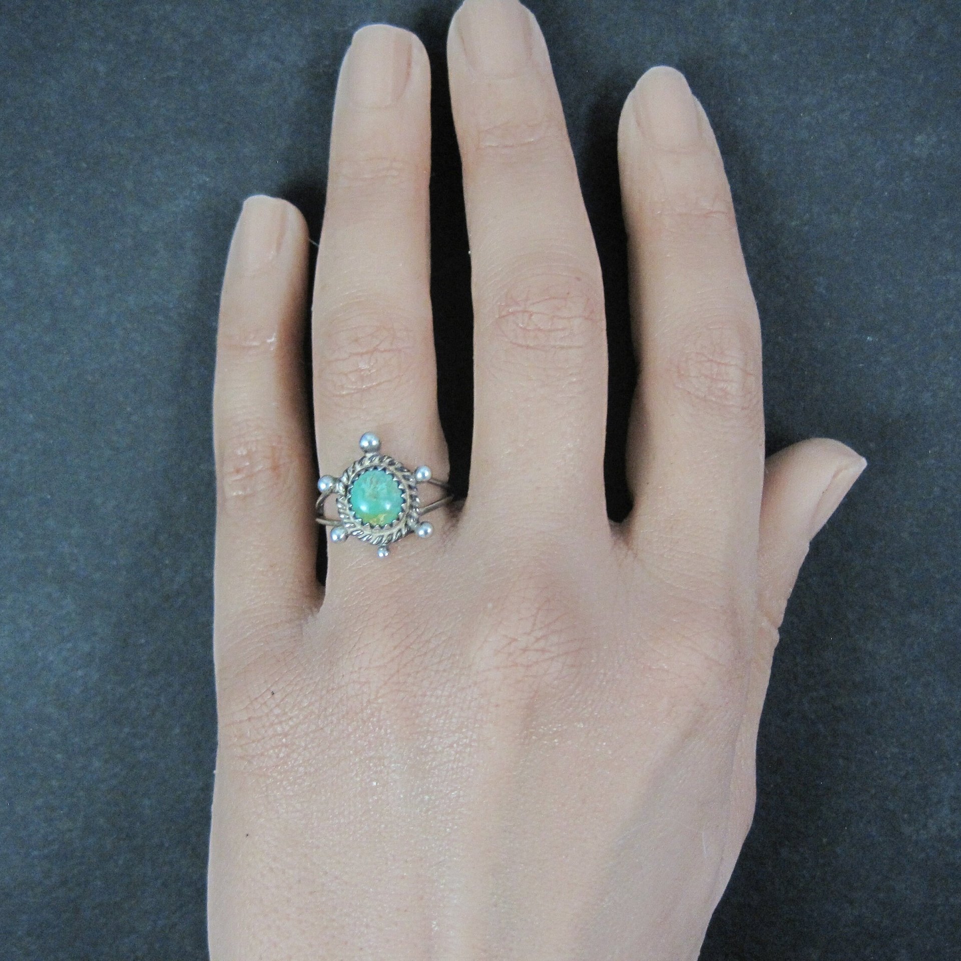 Turquoise Turtle Ring Size 5.5 Southwestern Vintage Sterling Silver