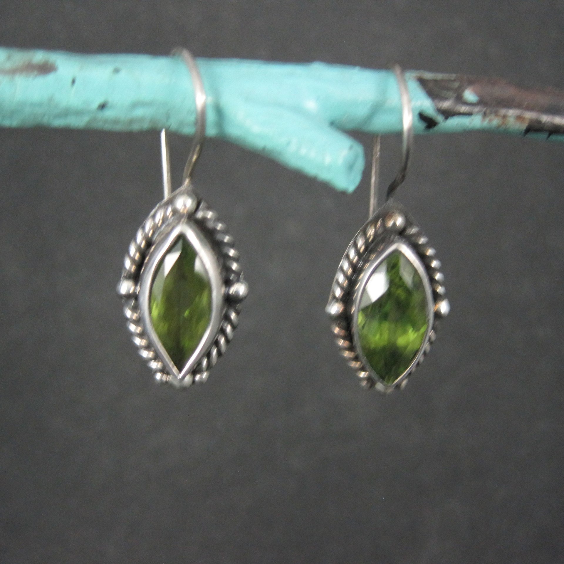 Sterling Silver Peridot Earrings Latch Backs