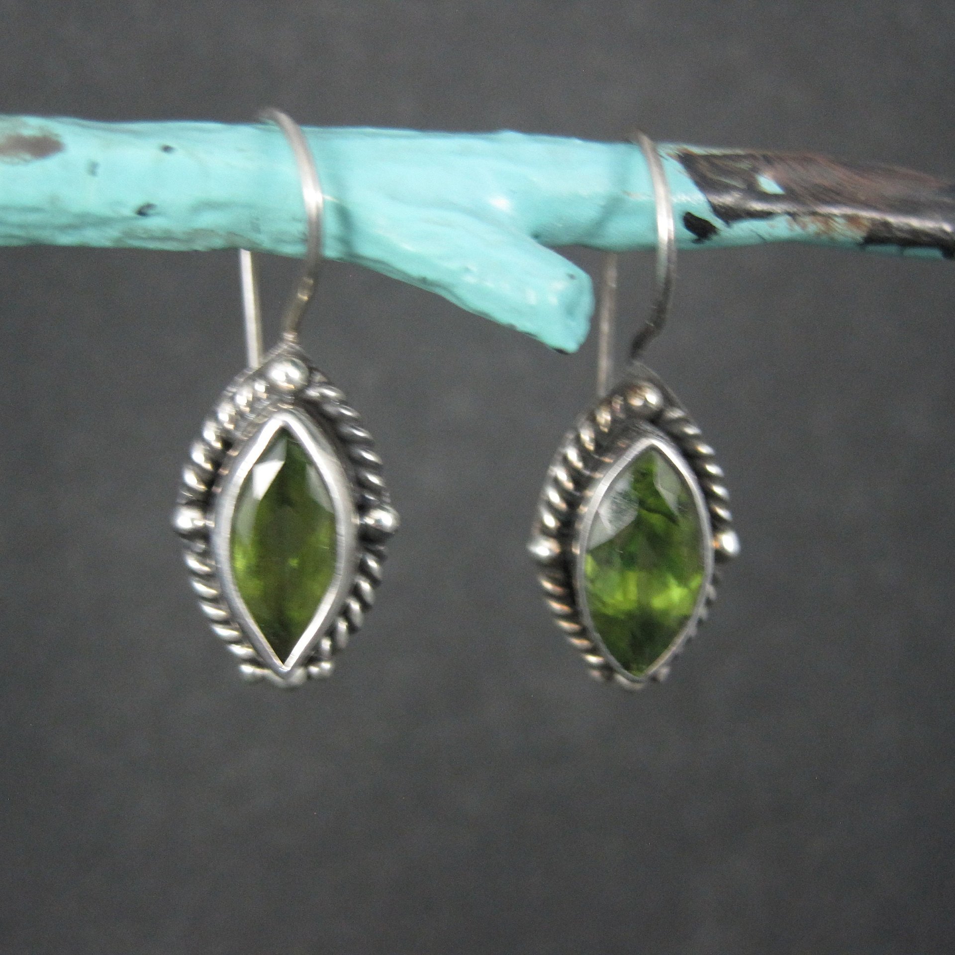 Sterling Silver Peridot Earrings Latch Backs