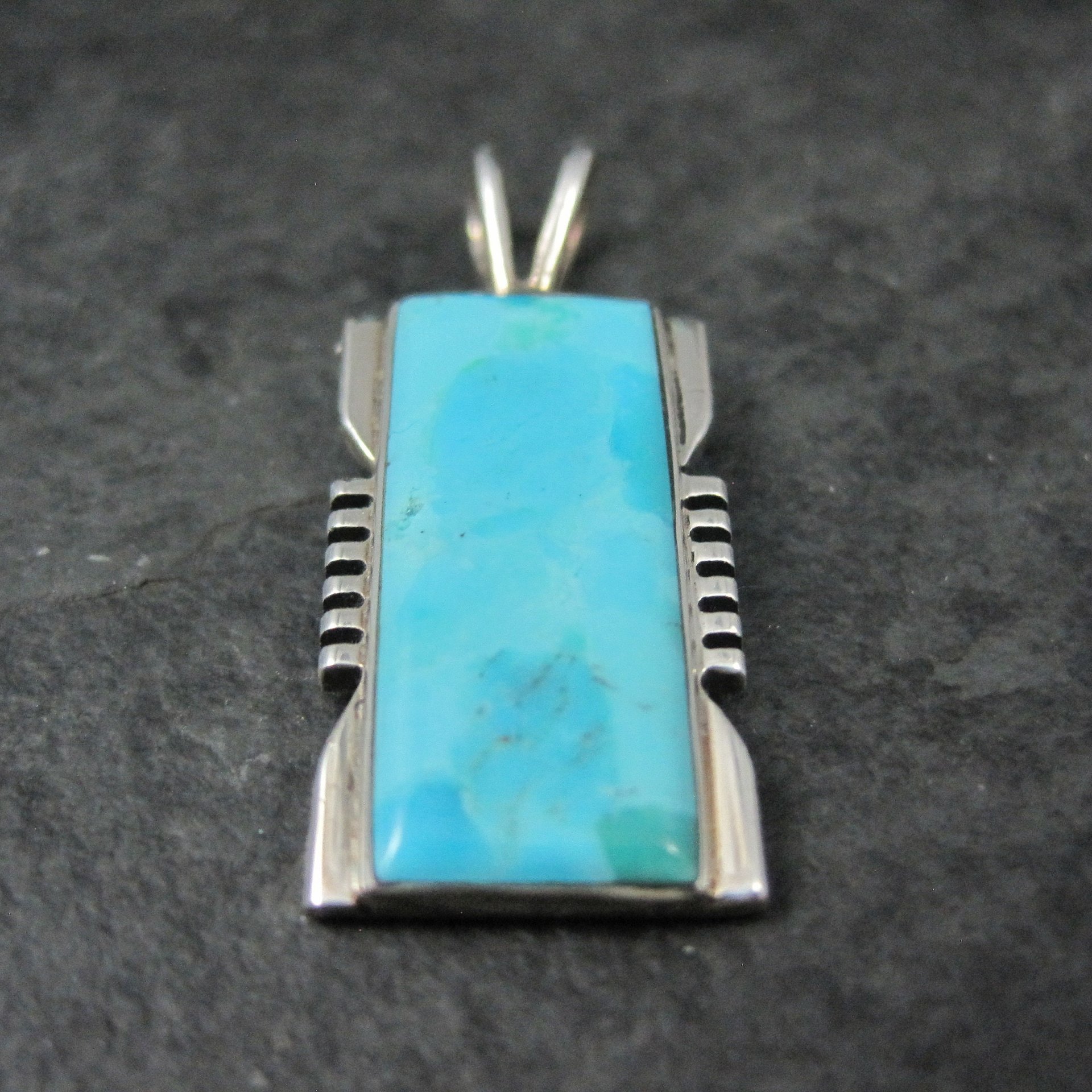 Sterling Turquoise Pendant Estate Silver
