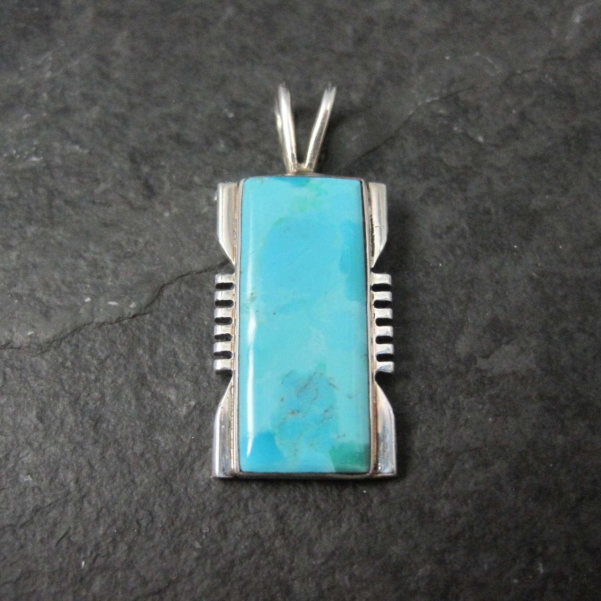 Sterling Turquoise Pendant Estate Silver