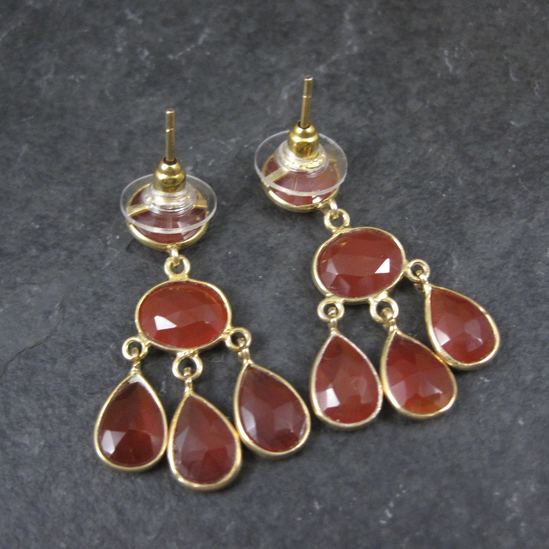 Vintage Vermeil Sterling Carnelian Earrings Estate Jewelry