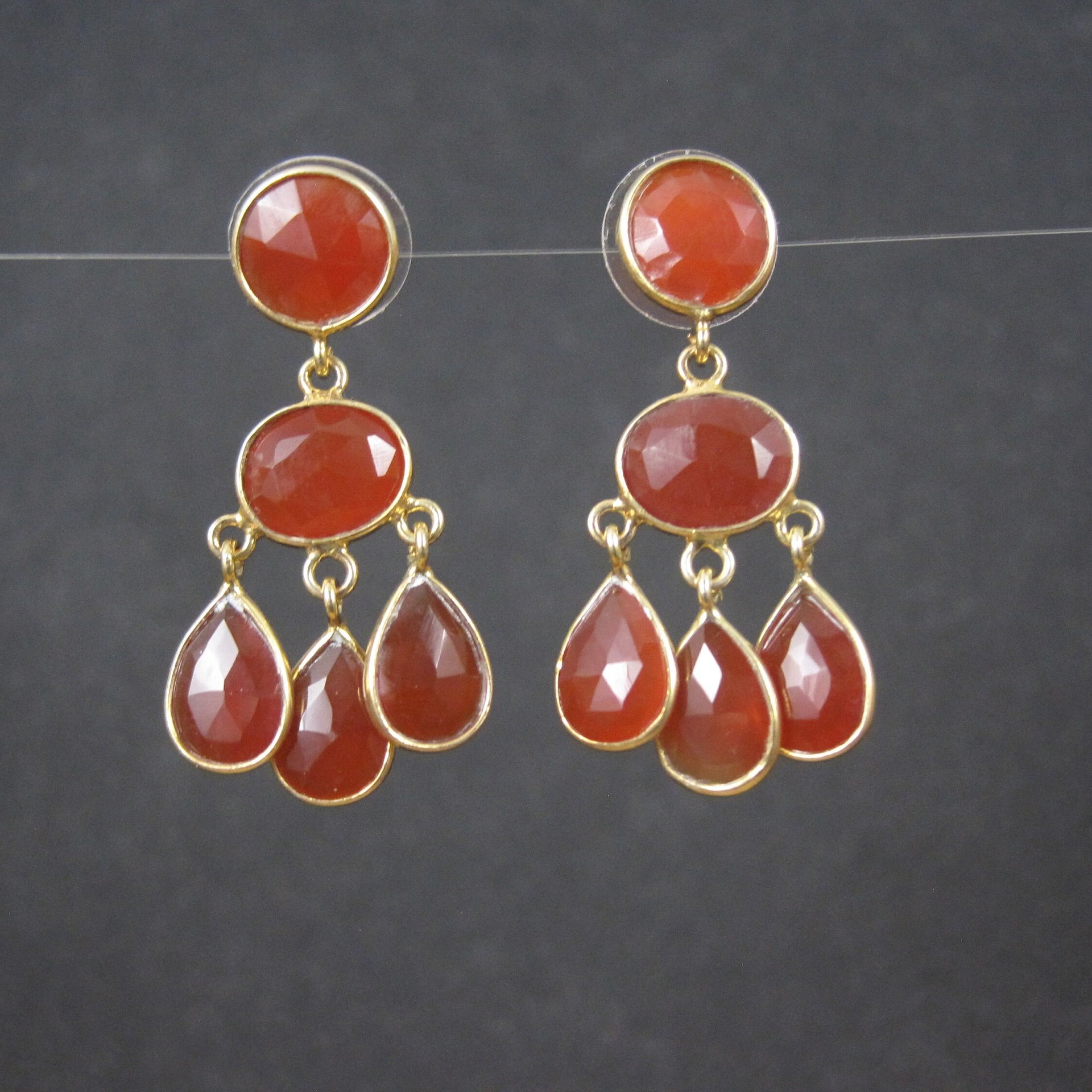 Vintage Vermeil Sterling Carnelian Earrings Estate Jewelry