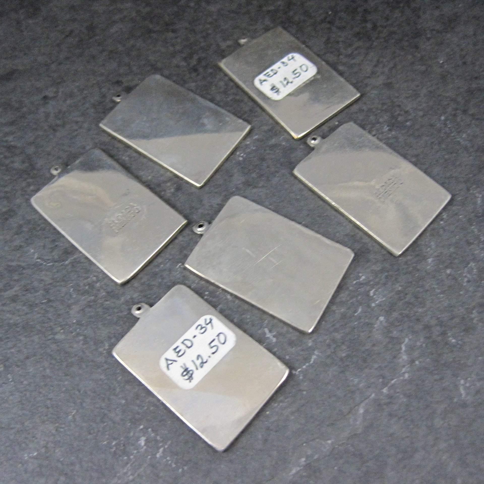 Lot of 7 Mexican Alpaca Abalone Inlay Earring Charms Pendants