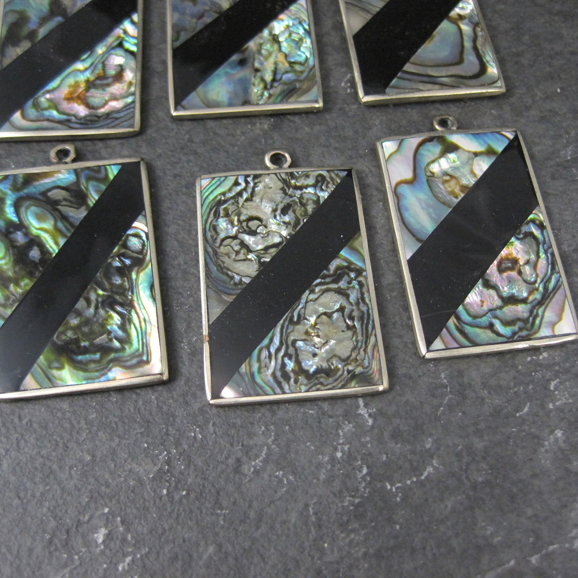 Lot of 7 Mexican Alpaca Abalone Inlay Earring Charms Pendants