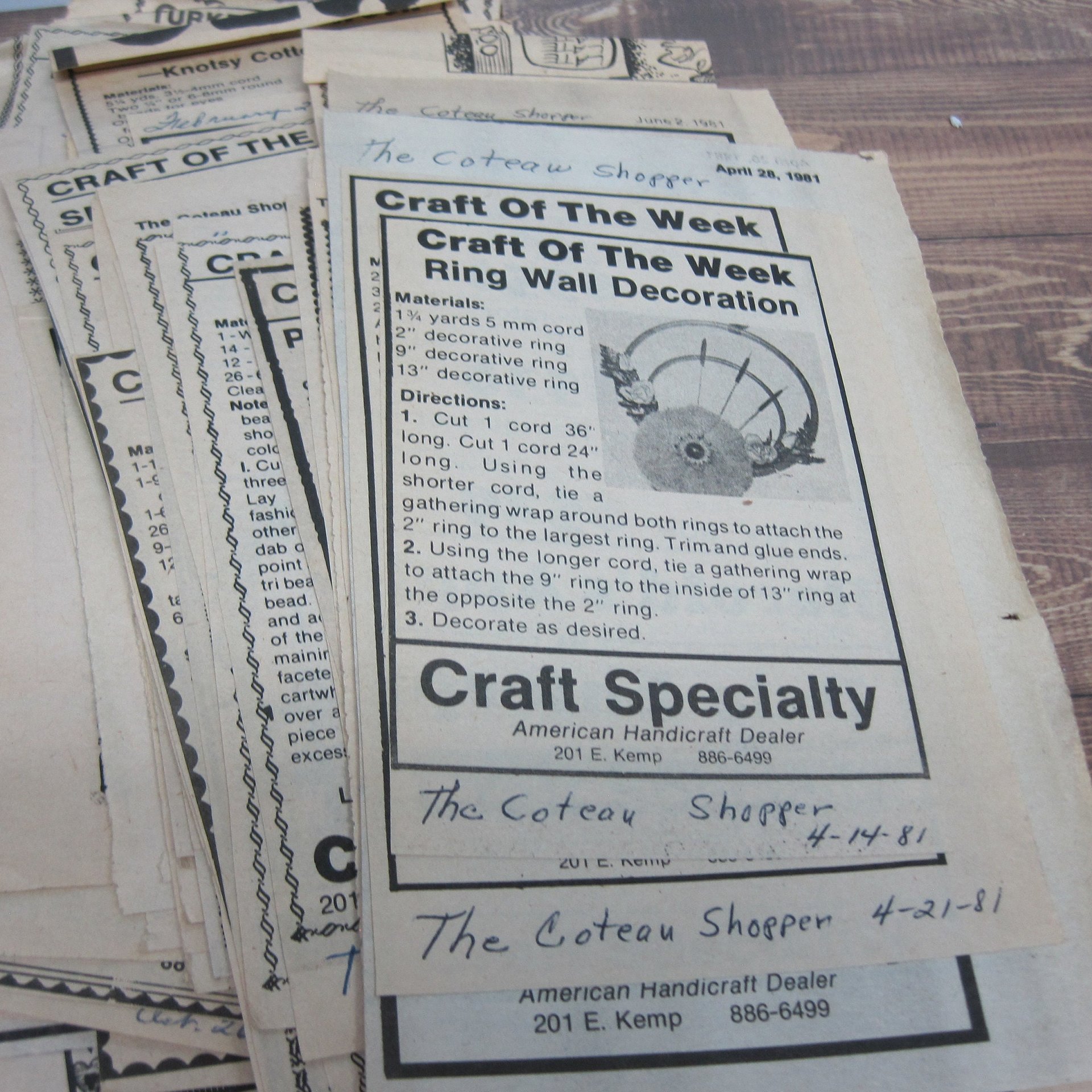 Huge Lot Craft of the Week Patterns 1978-1988