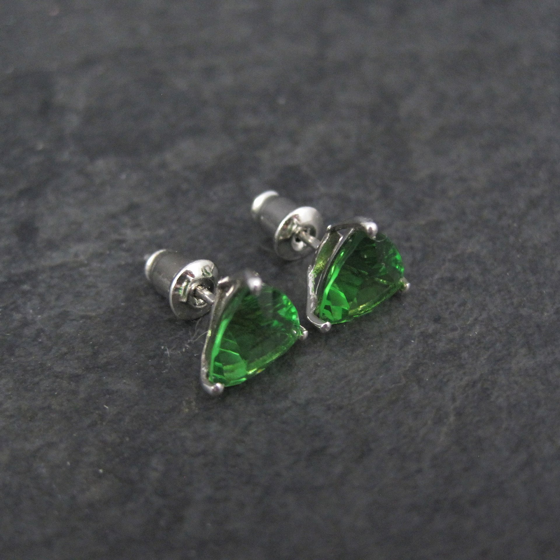 Trillion Chrome Diopside Stud Earrings 8MM Sterling Silver
