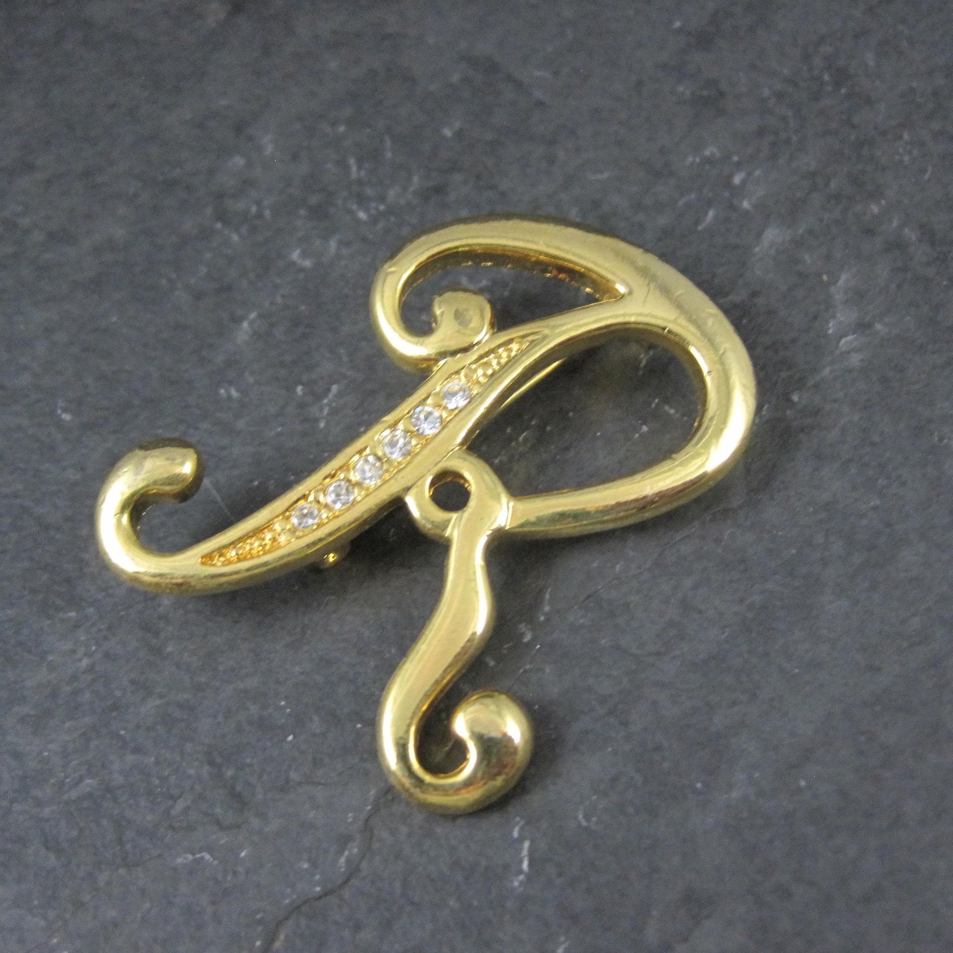Vintage Rhinestone Initial R Brooch