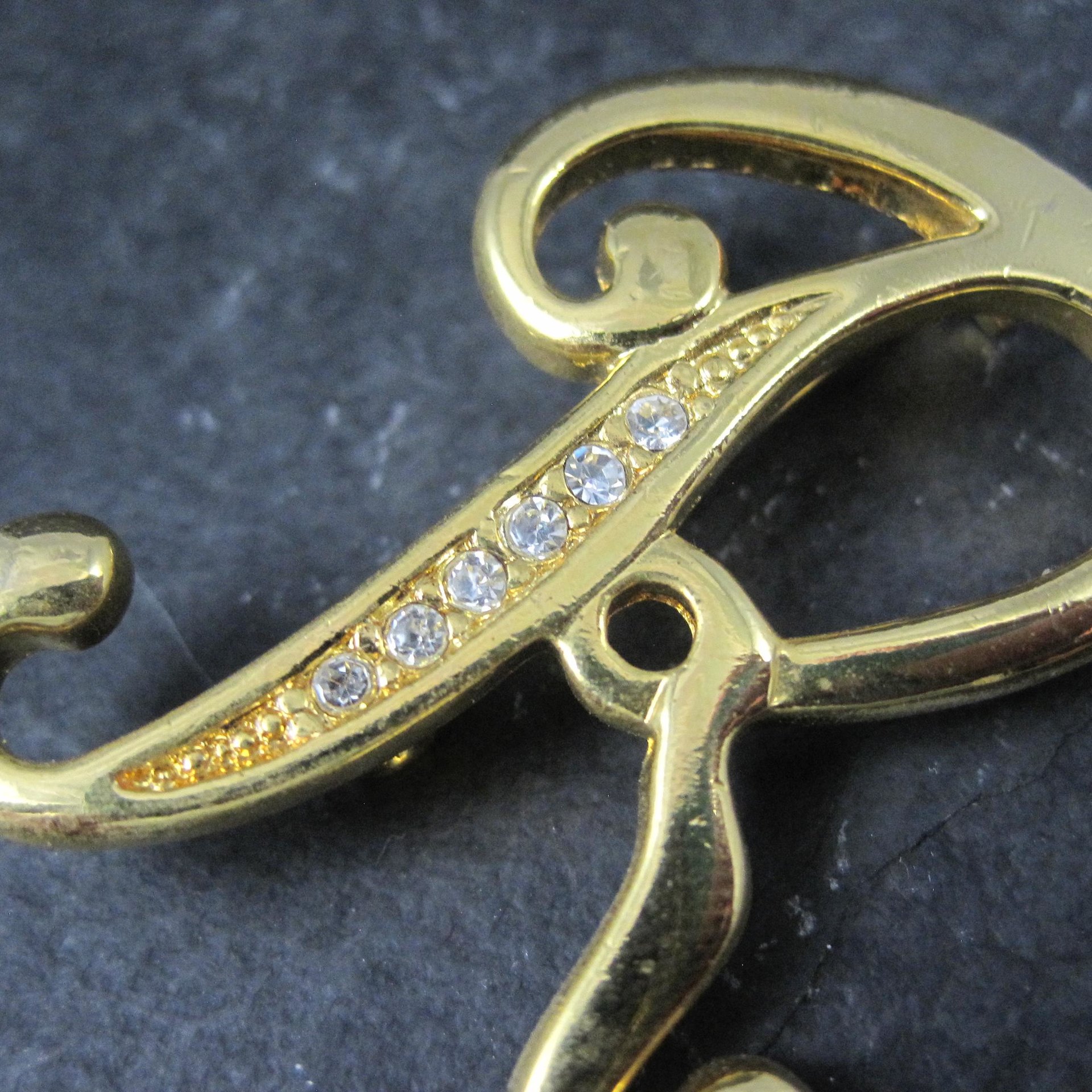 Vintage Rhinestone Initial R Brooch