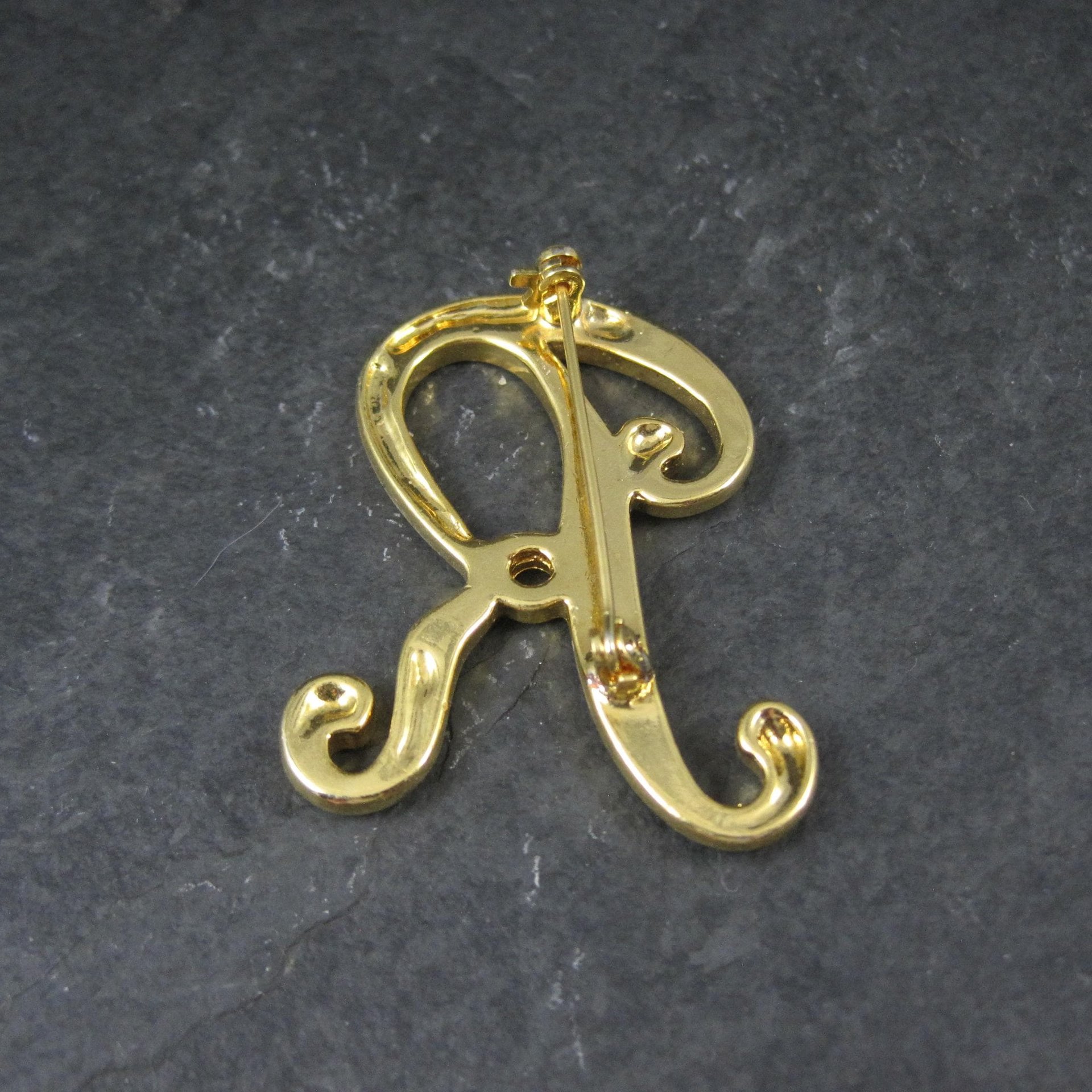 Vintage Rhinestone Initial R Brooch