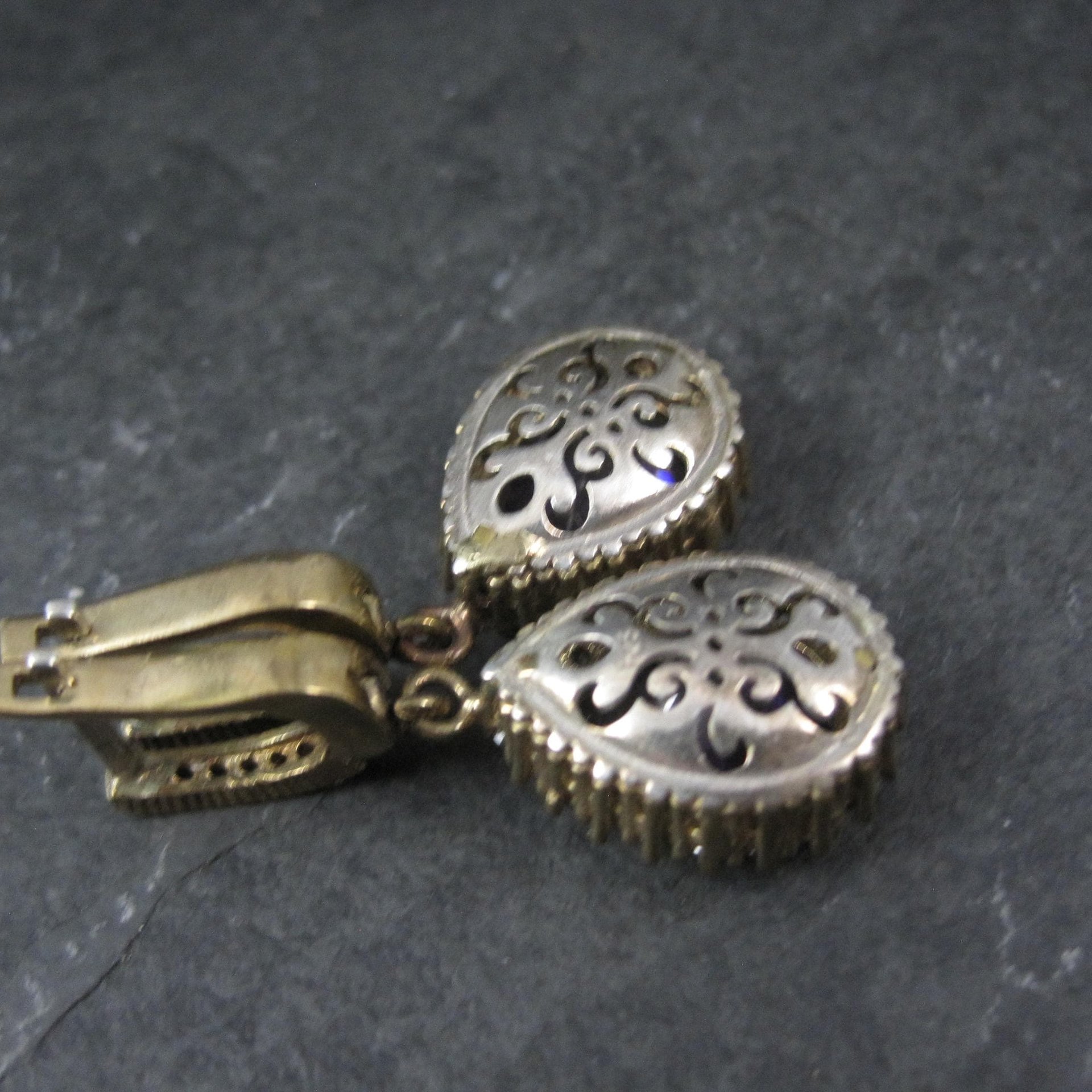 Vintage Purple Cz Earrings Sterling Silver and Bronze