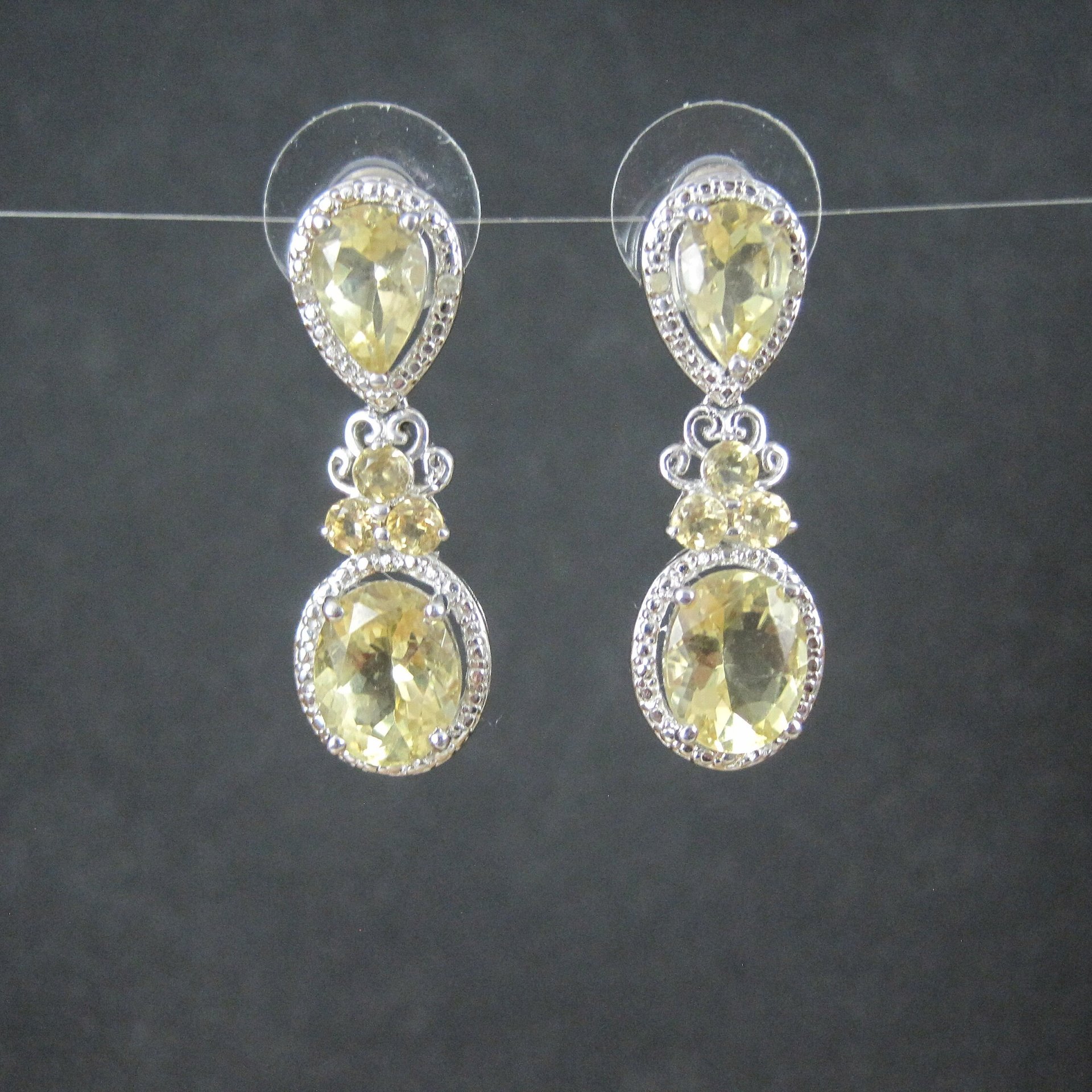 Faceted Lemon Quartz Earrings Sterling Silver Estate Jewelry