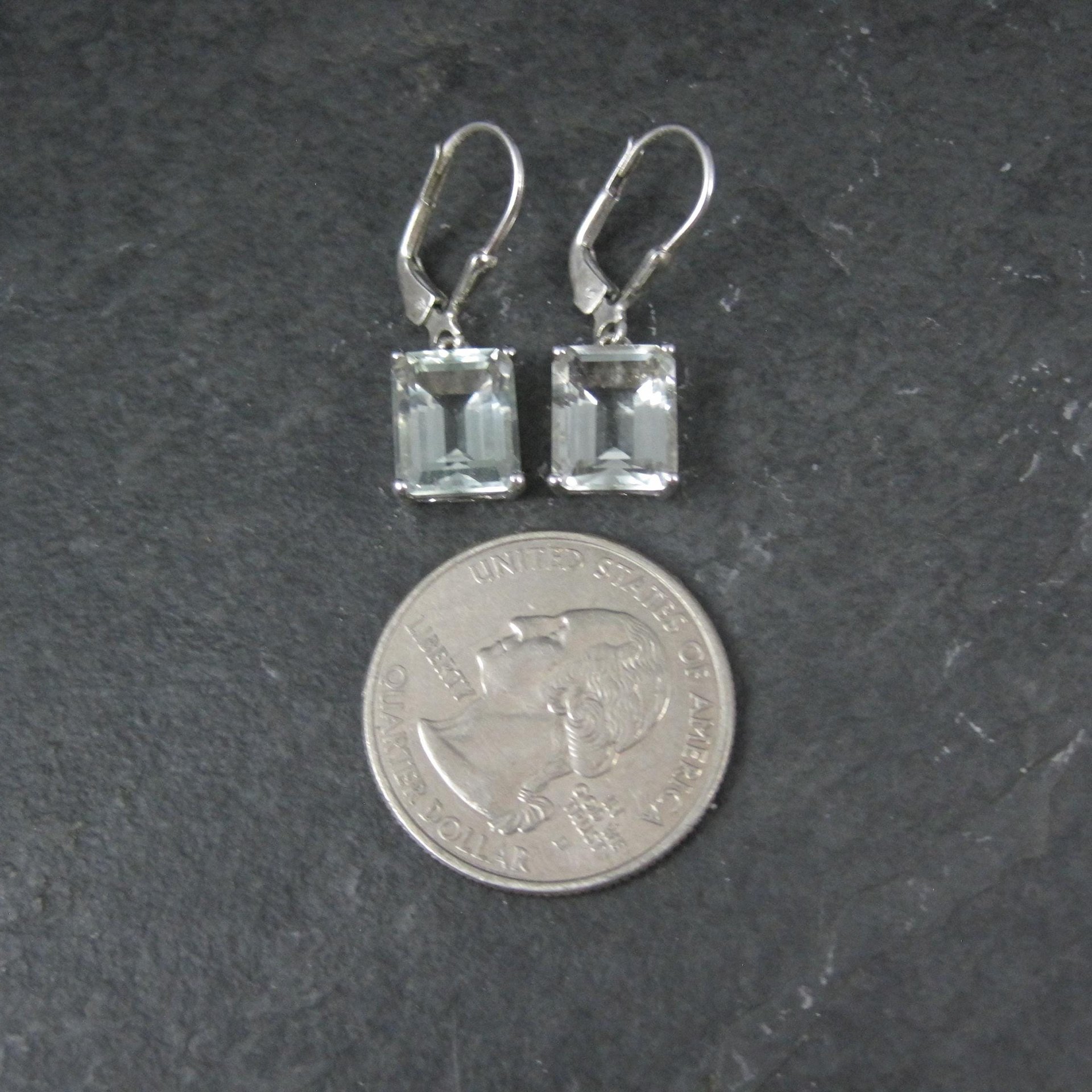Green Aquamarine Earrings 4 Carats Sterling Silver Lever Backs Estate Jewelry