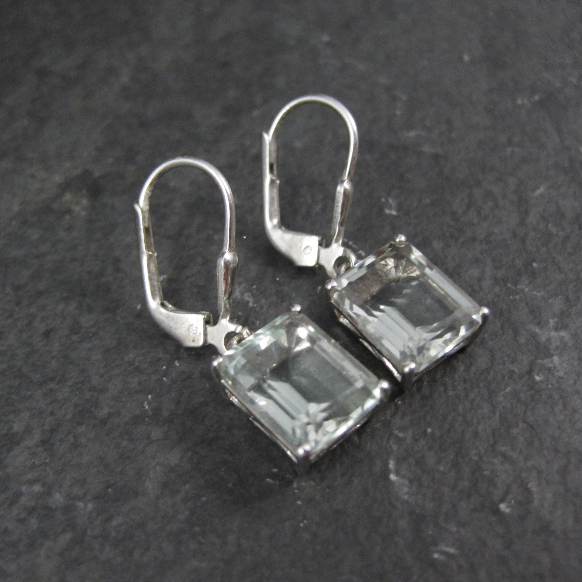 Green Aquamarine Earrings 4 Carats Sterling Silver Lever Backs Estate Jewelry