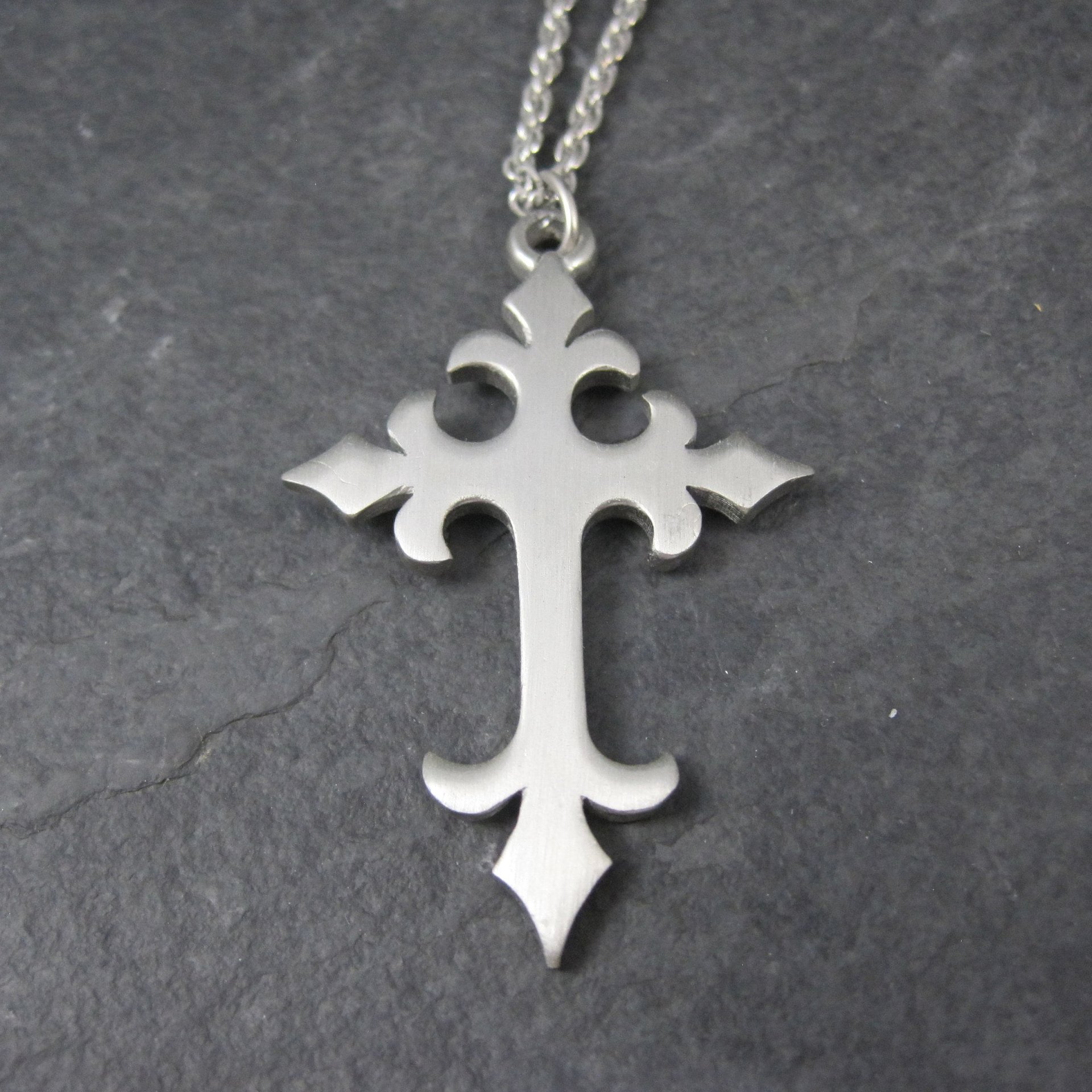 Vintage Pewter Cross Pendant Necklace Kelly Waters