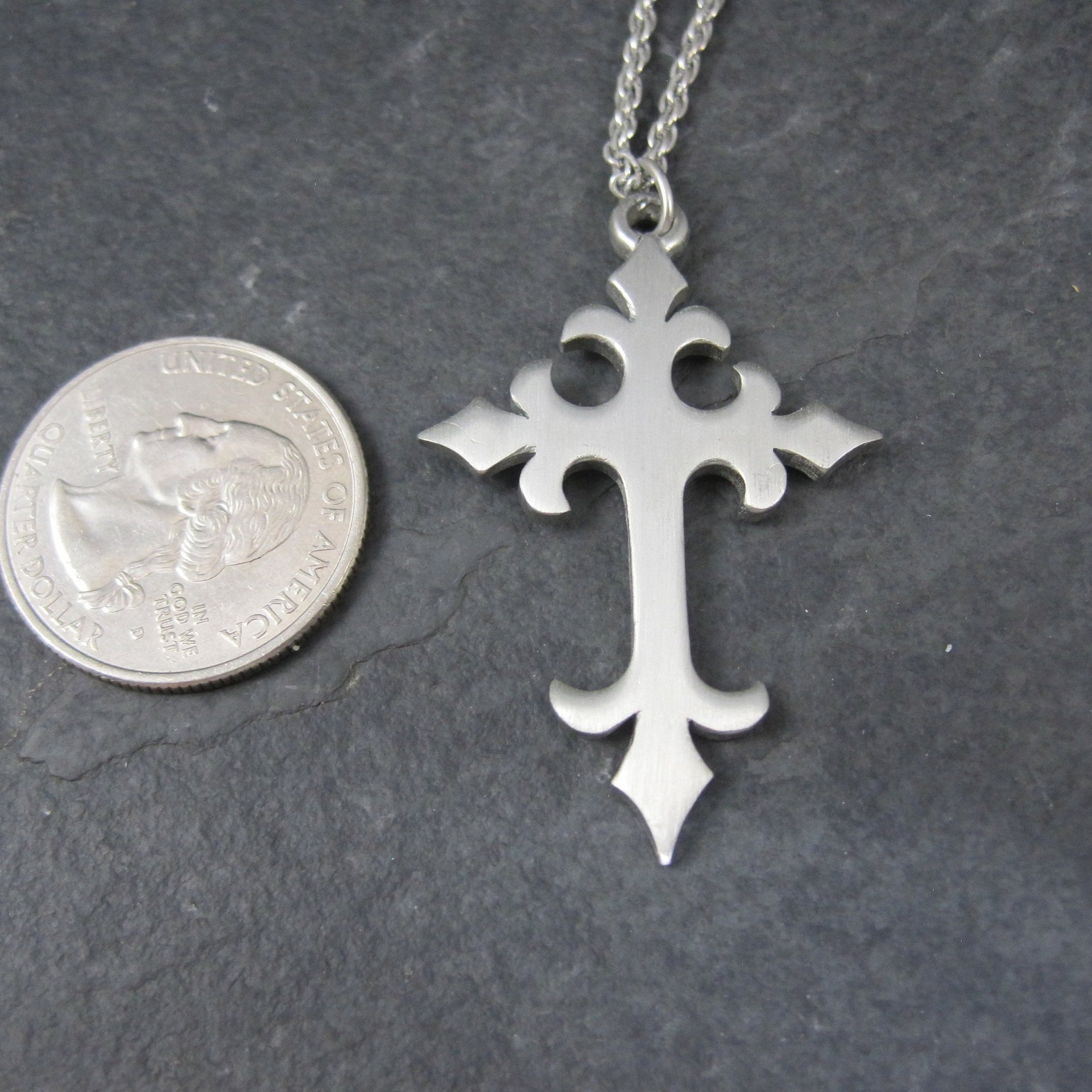 Vintage Pewter Cross Pendant Necklace Kelly Waters
