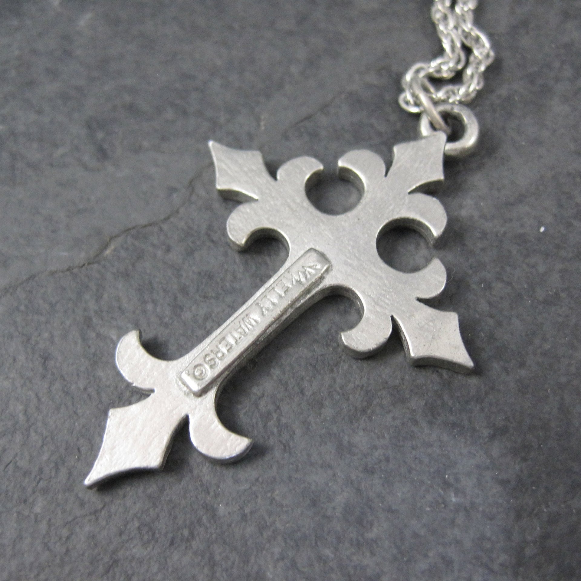 Vintage Pewter Cross Pendant Necklace Kelly Waters
