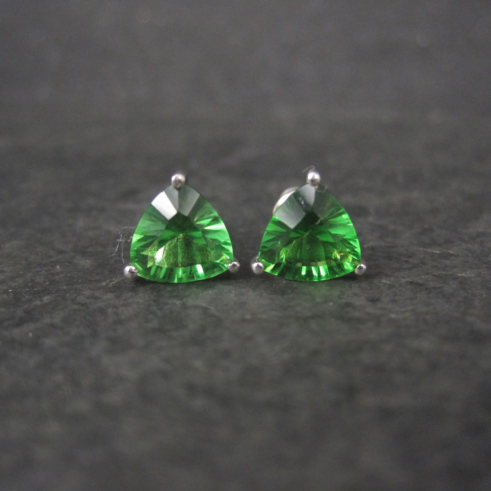 Trillion Chrome Diopside Stud Earrings 8MM Sterling Silver