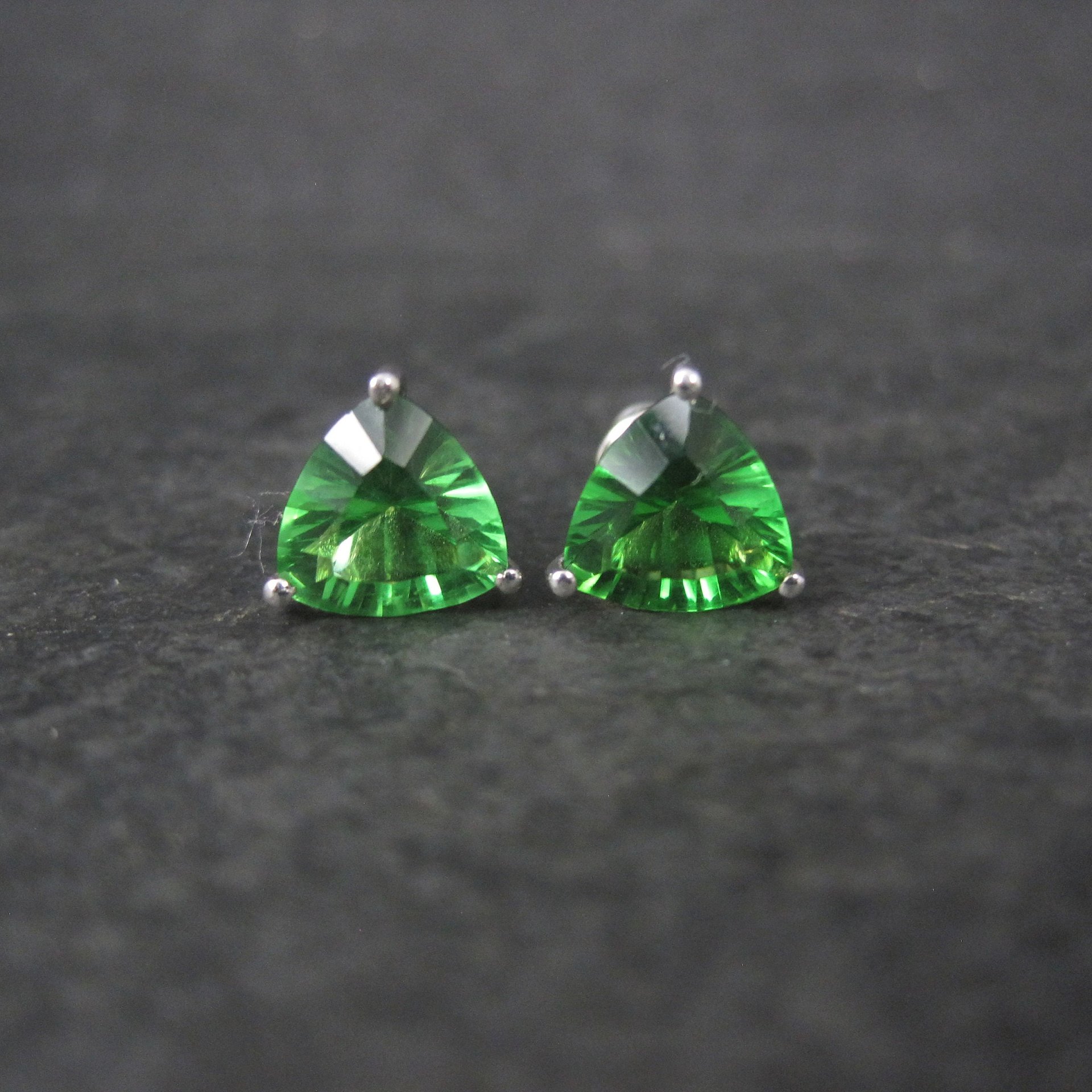 Trillion Chrome Diopside Stud Earrings 8MM Sterling Silver