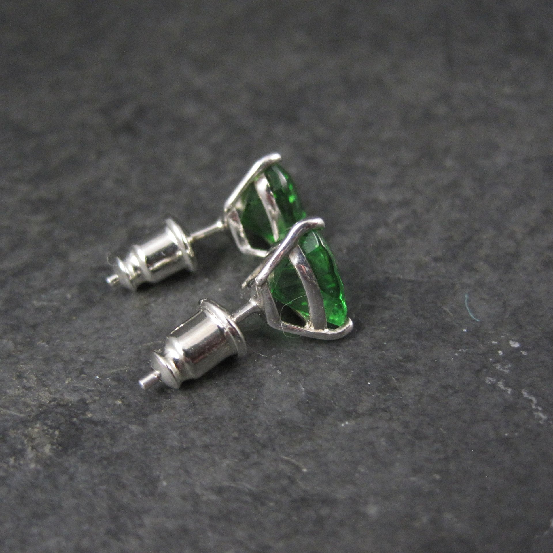 Trillion Chrome Diopside Stud Earrings 8MM Sterling Silver