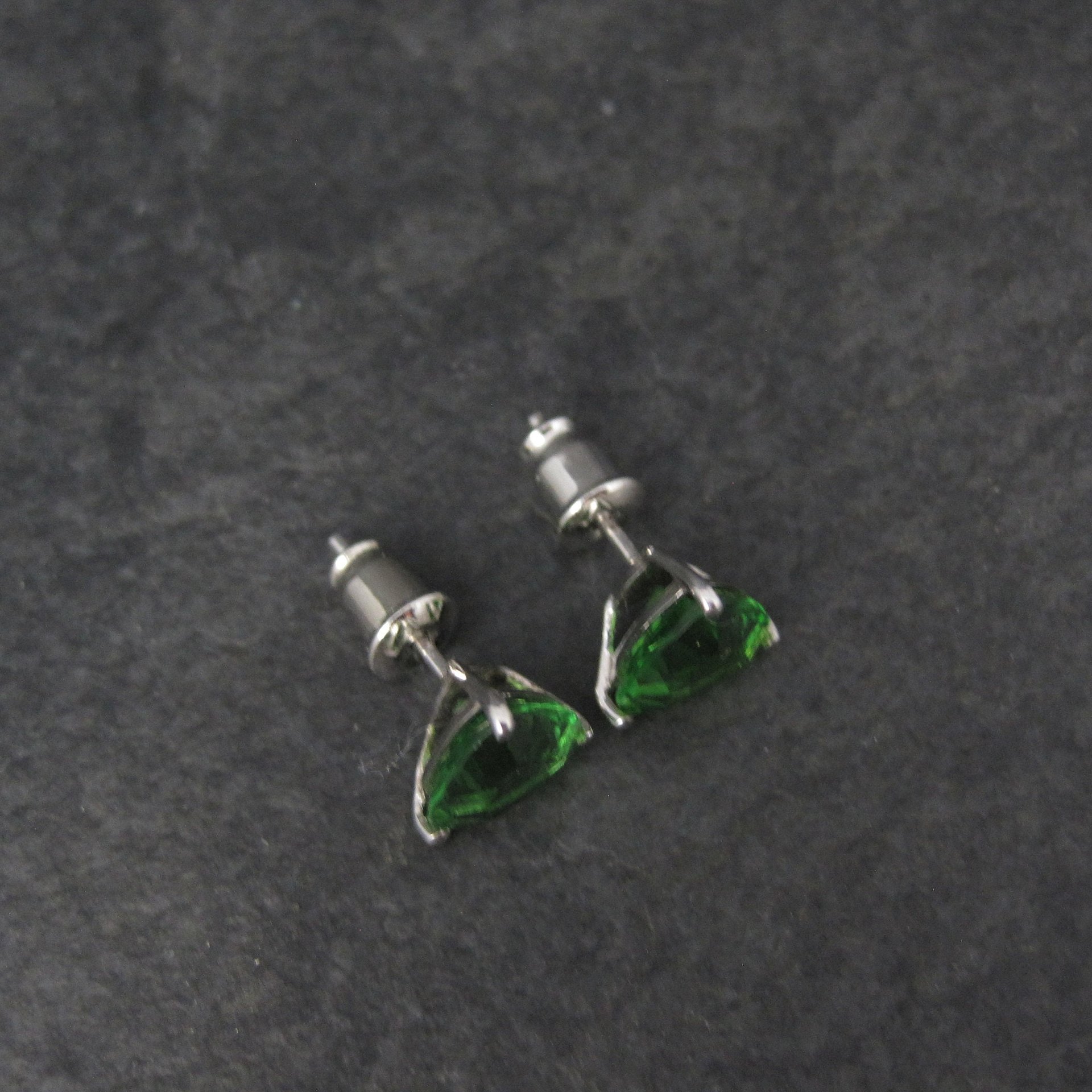 Trillion Chrome Diopside Stud Earrings 8MM Sterling Silver