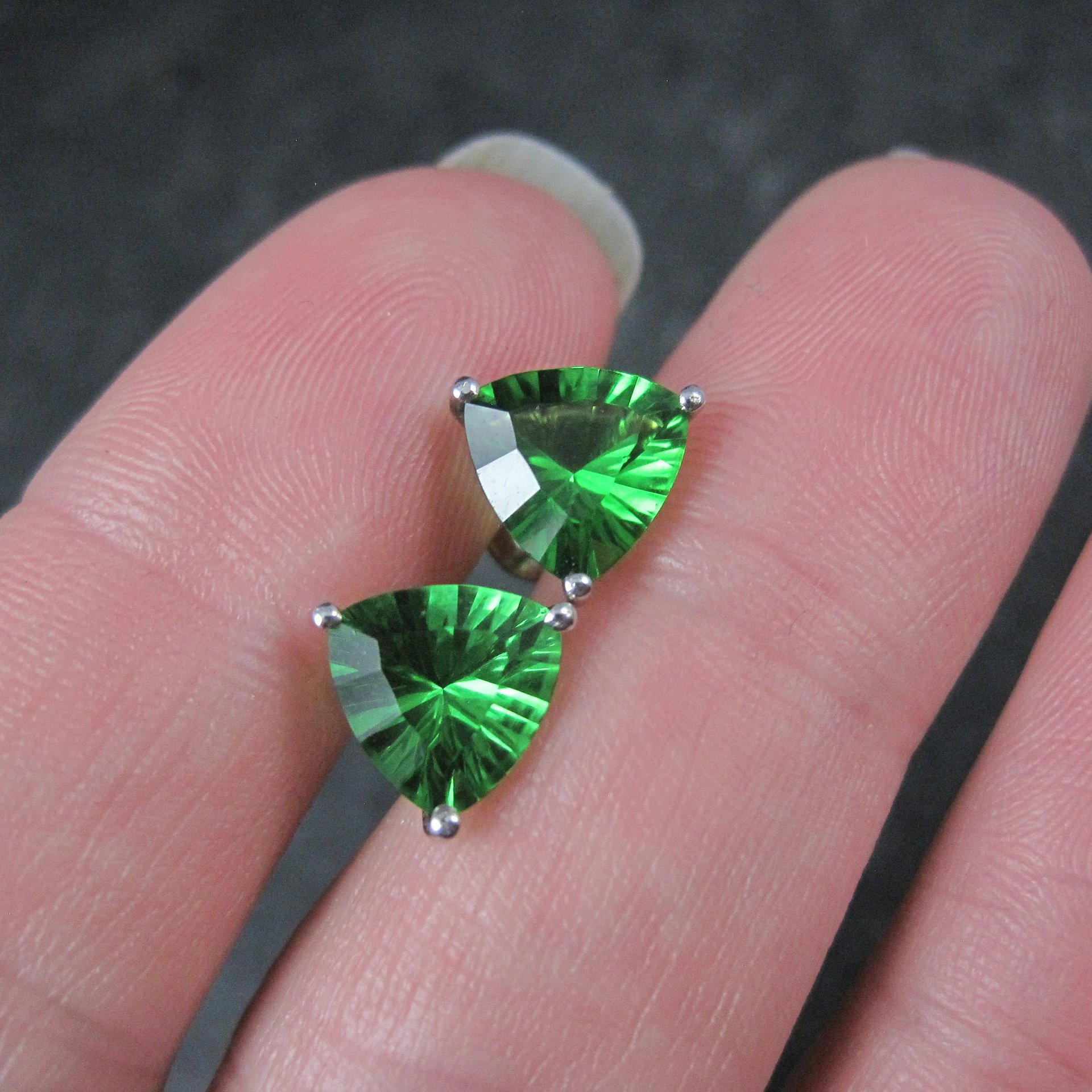 Trillion Chrome Diopside Stud Earrings 8MM Sterling Silver