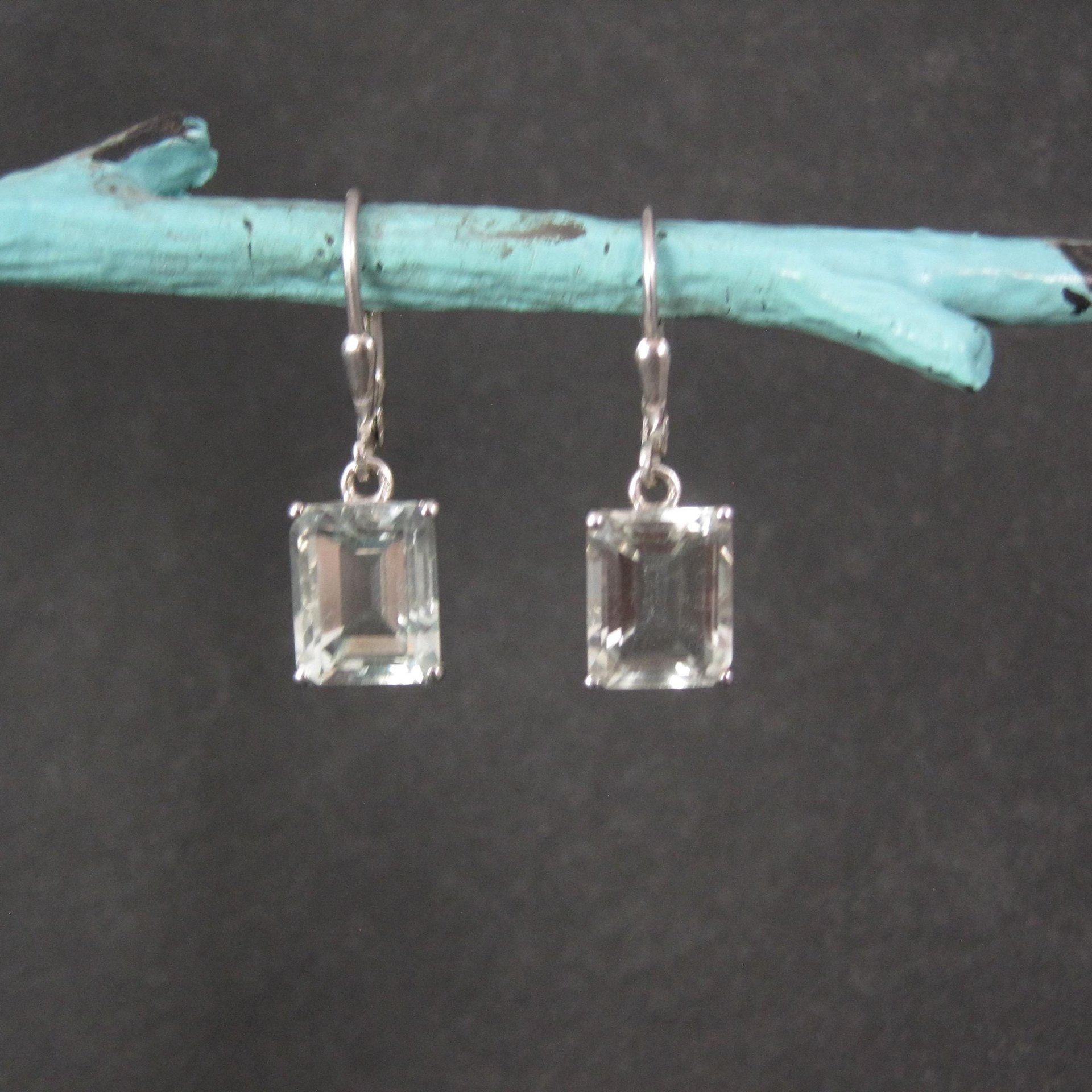 Green Aquamarine Earrings 4 Carats Sterling Silver Lever Backs Estate Jewelry