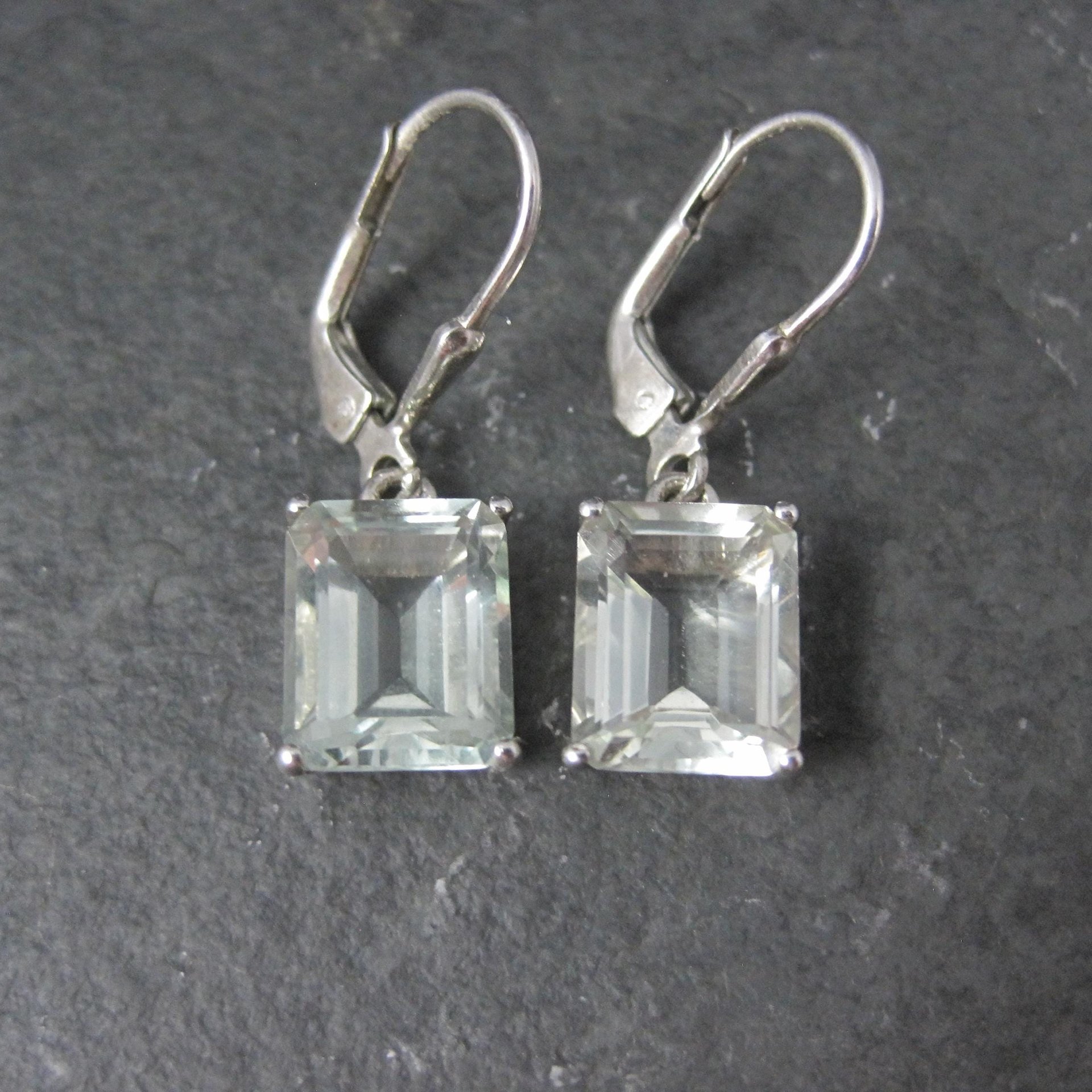 Green Aquamarine Earrings 4 Carats Sterling Silver Lever Backs Estate Jewelry