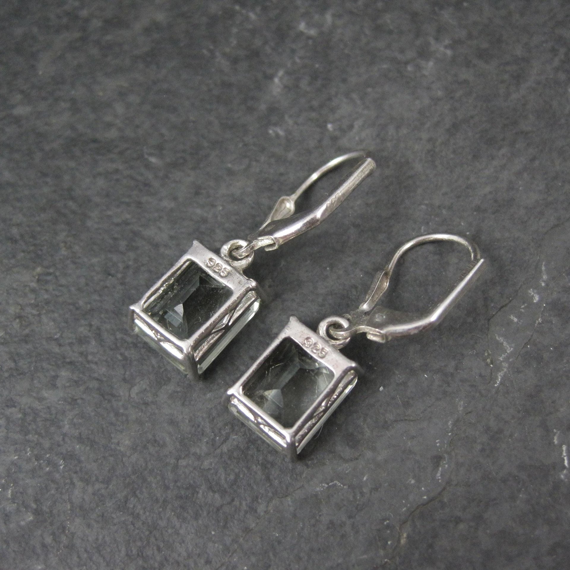 Green Aquamarine Earrings 4 Carats Sterling Silver Lever Backs Estate Jewelry