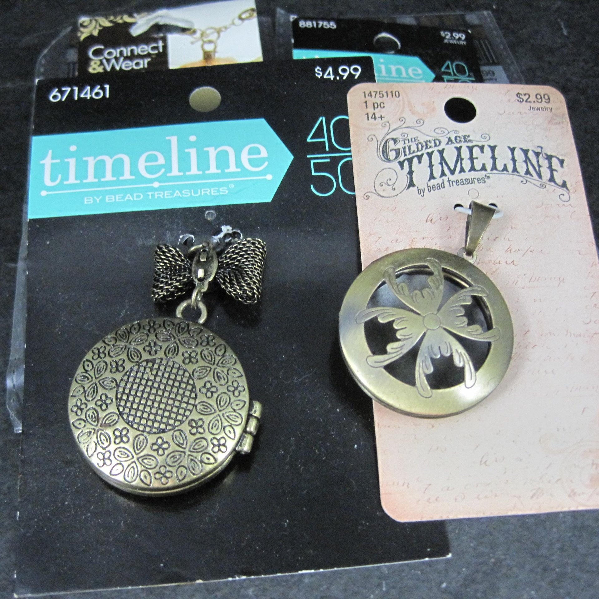 Lot of 14 Pendants Lockets Charms for Jewelry Making Bead Treasures Bead Gallery All New Old Stock