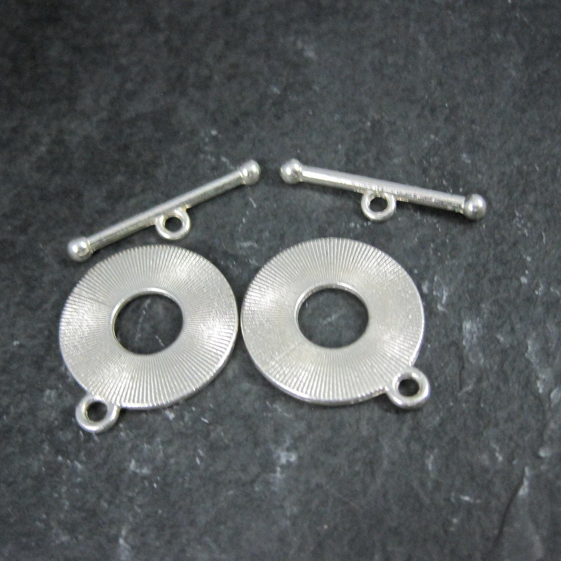 Lot of 2 Silver Toggle Clasps Hammered Texture