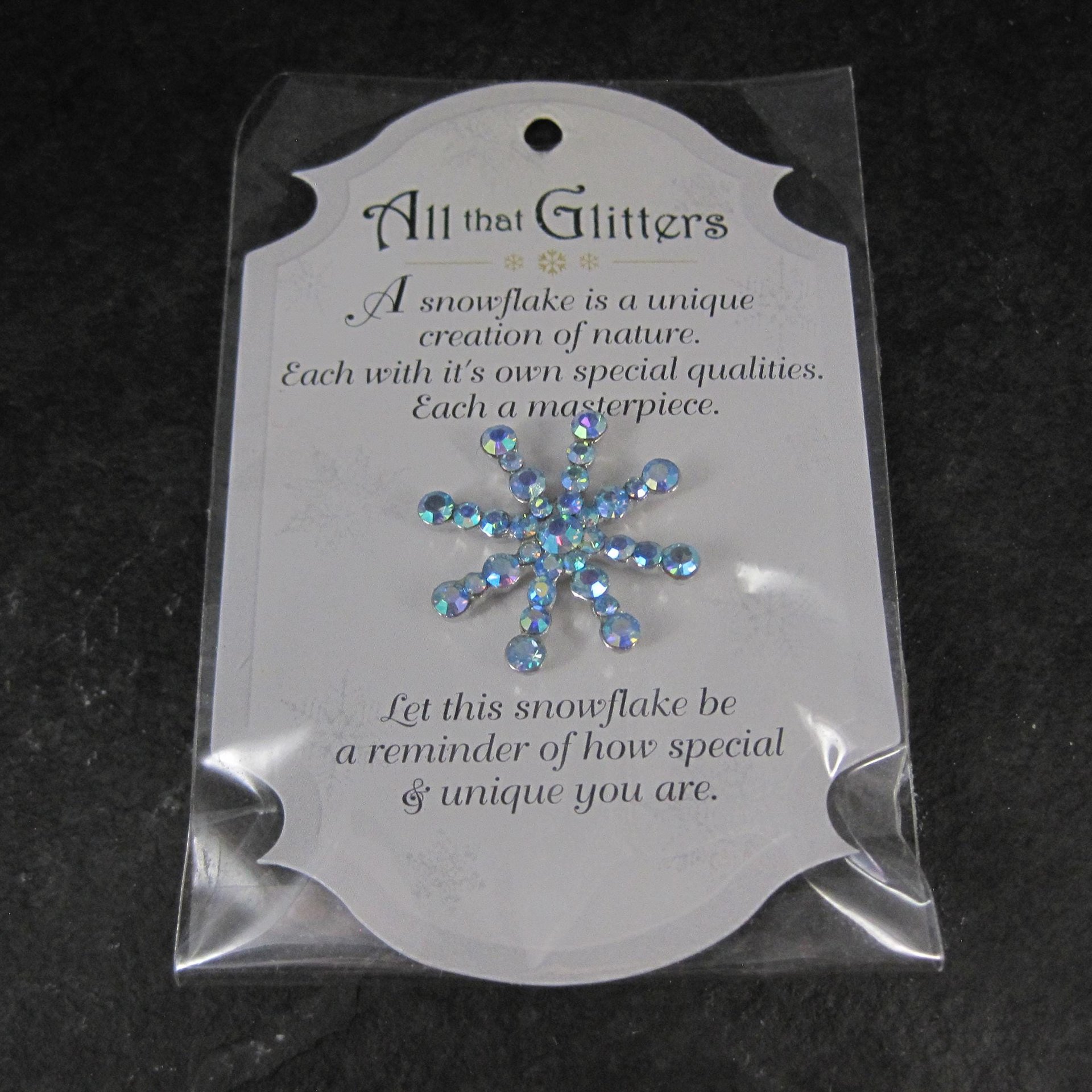 Vintage Rhinestone Snowflake Pin Grasslands Road New Old Stock