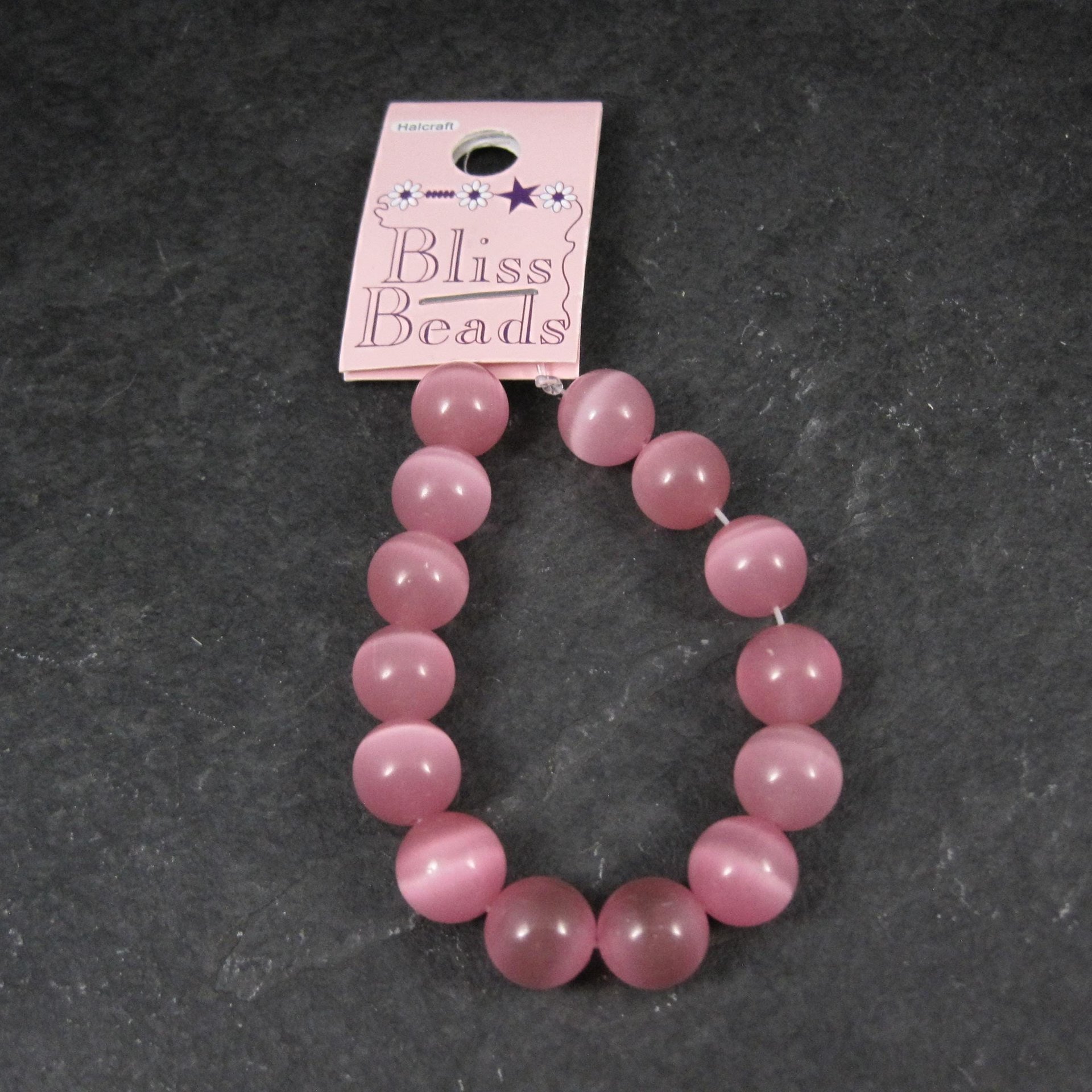 10mm Round Pink Cats Eye Fiber Optic Beads Bliss Beads