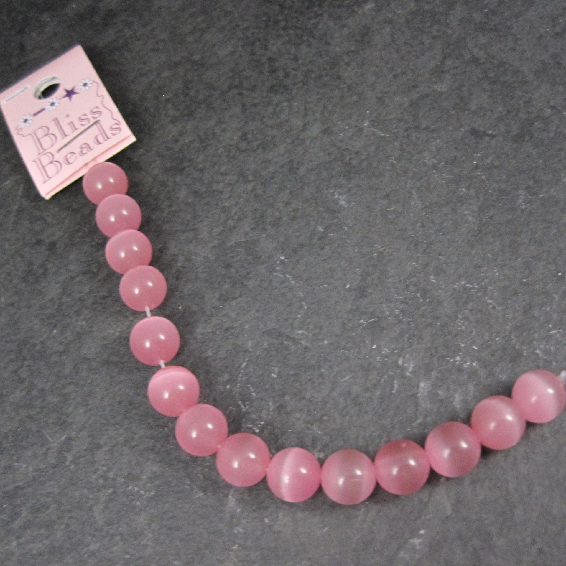 10mm Round Pink Cats Eye Fiber Optic Beads Bliss Beads