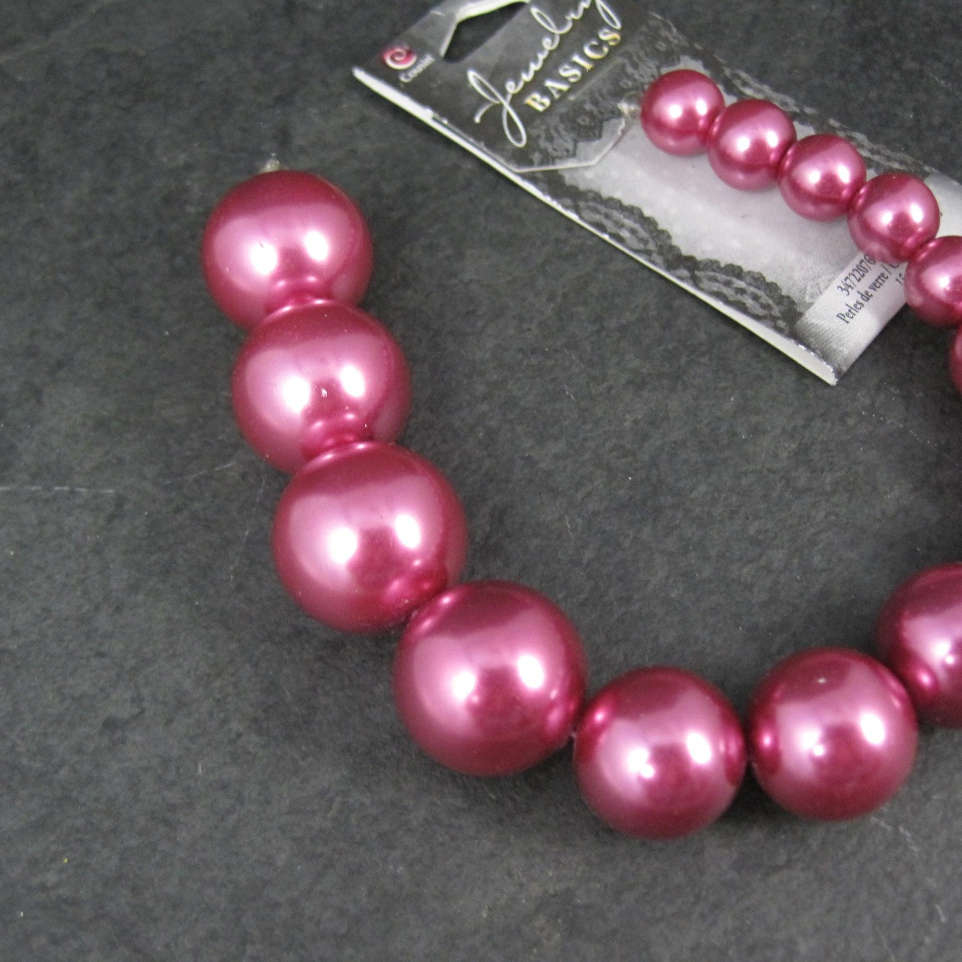 Graduated Pink Glass Pearls Bead Strand Cousins 10-18mm