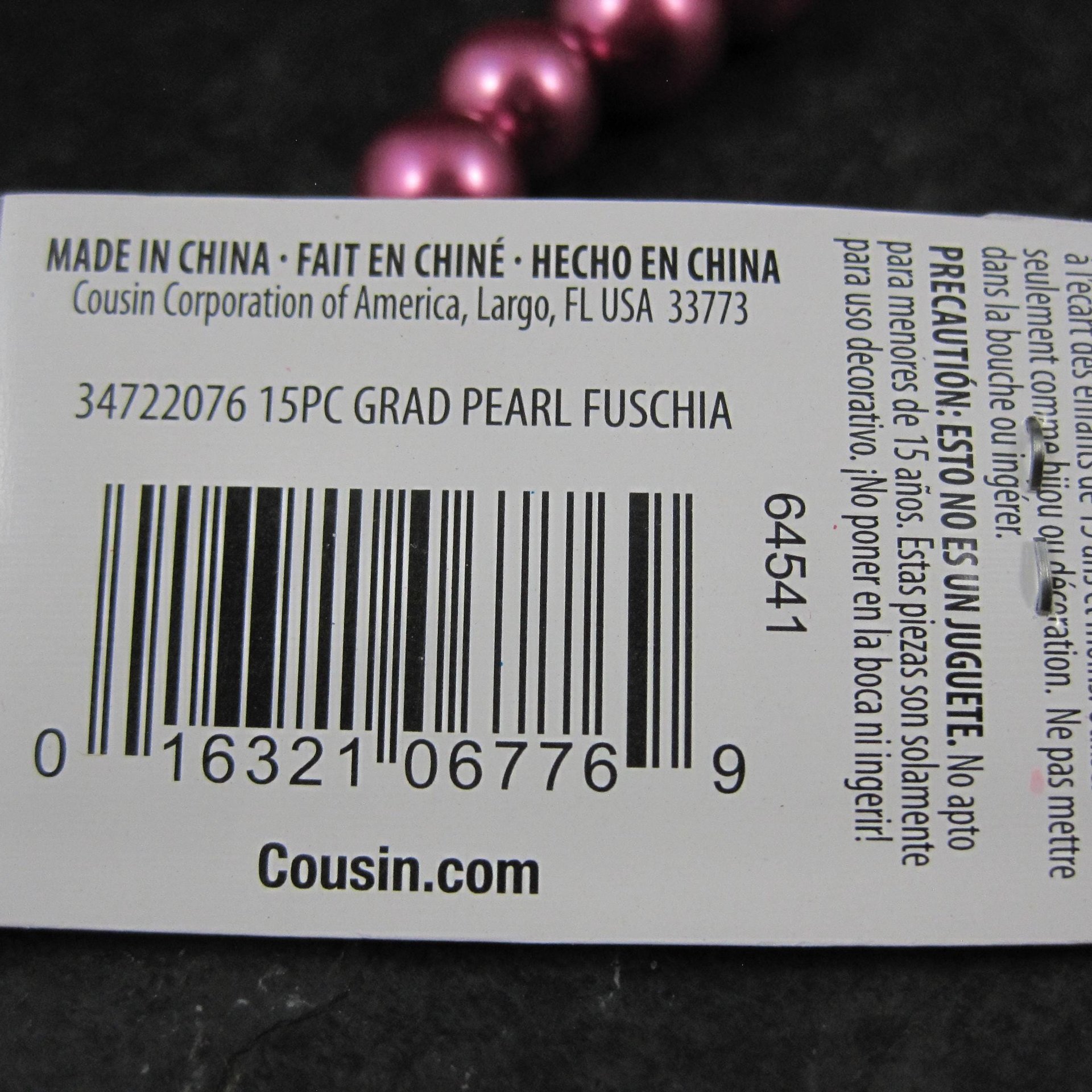 Graduated Pink Glass Pearls Bead Strand Cousins 10-18mm