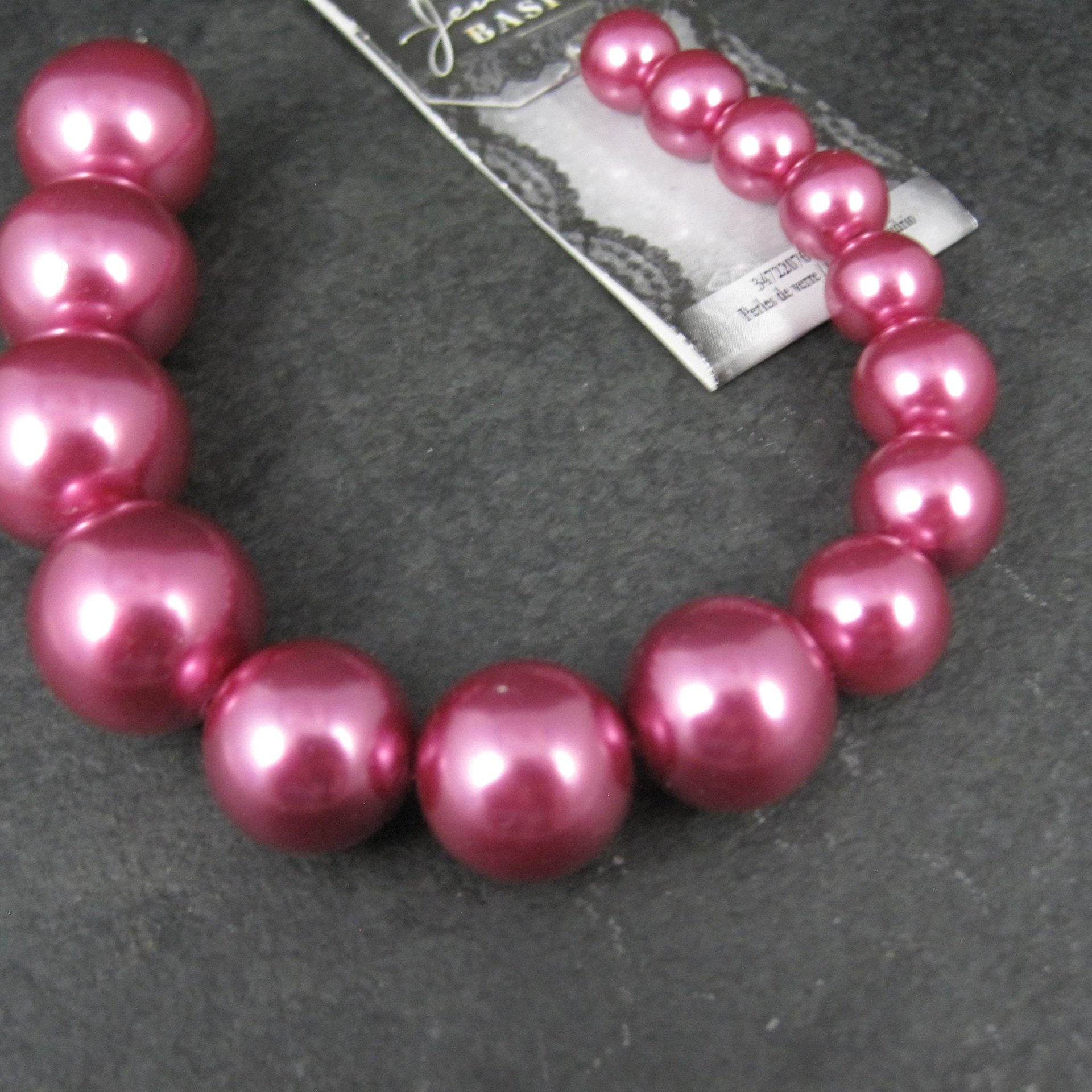 Graduated Pink Glass Pearls Bead Strand Cousins 10-18mm