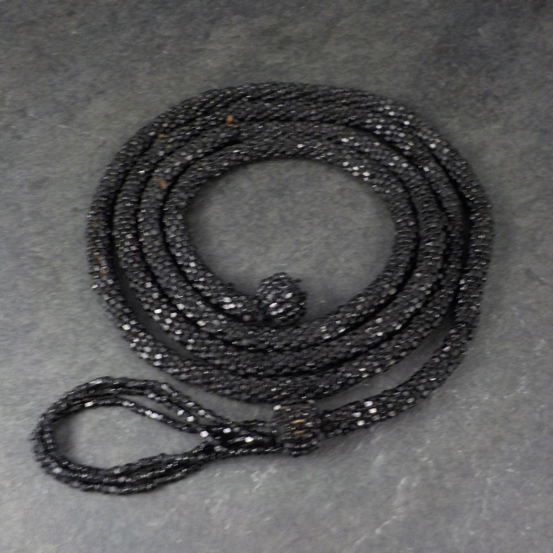 Antique Black Soft Jet Beaded Necklace, Art Deco, ca 1900 to 1920s, Victorian Mourning 42 Inches
