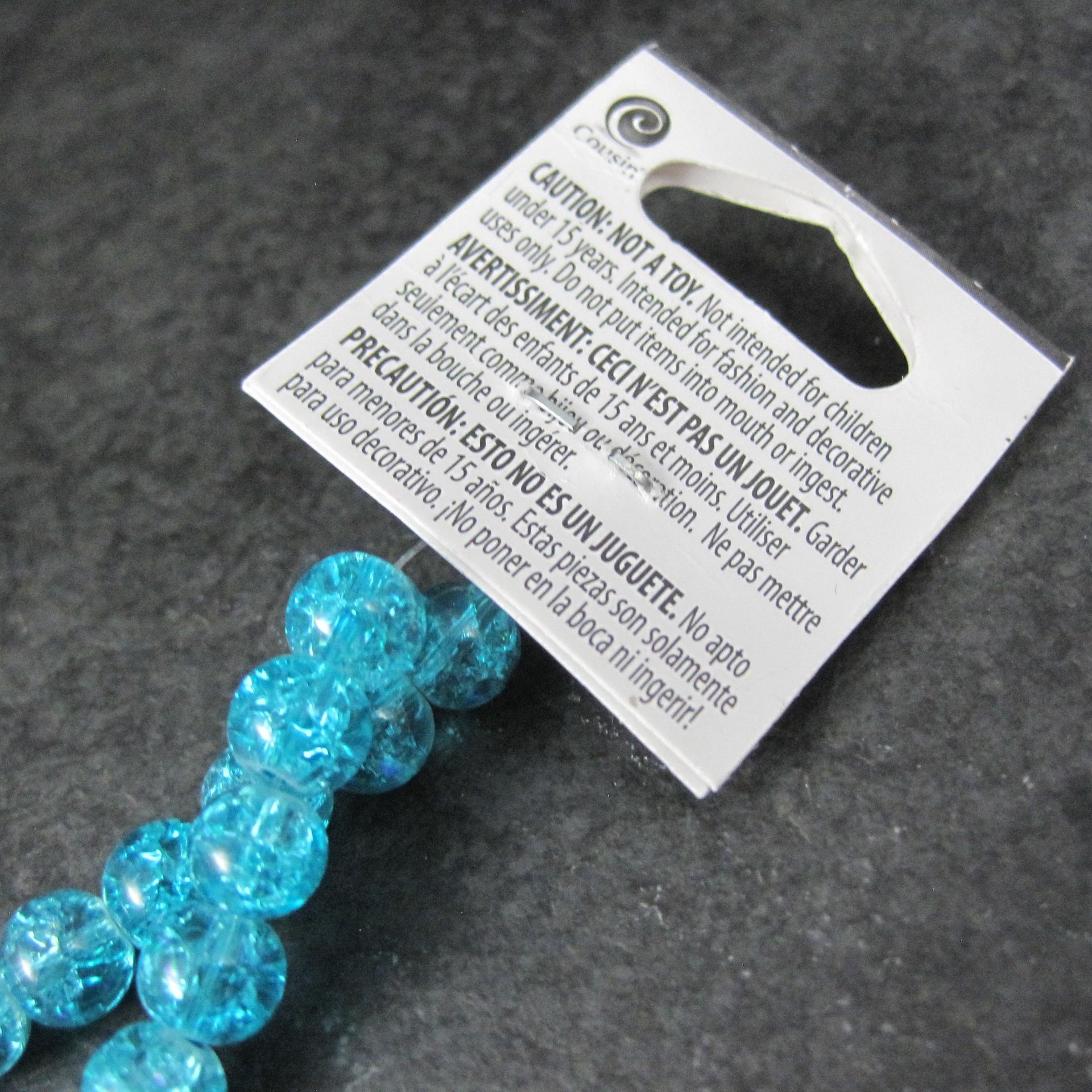 6mm Round Blue Glass Crackle Beads 14" Bead Strand
