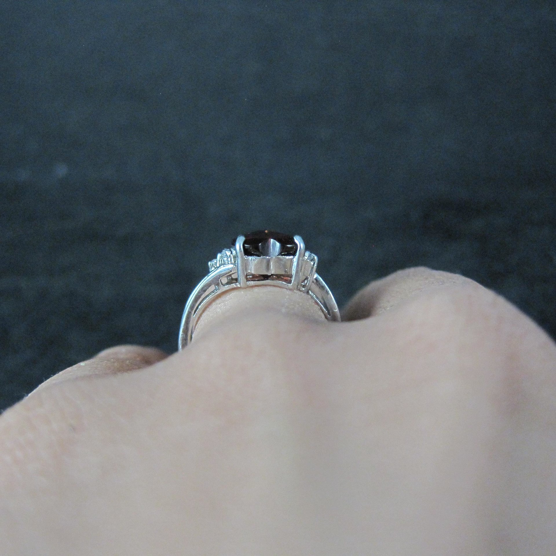 Vintage Sterling Silver Garnet Heart Ring Size 5.5